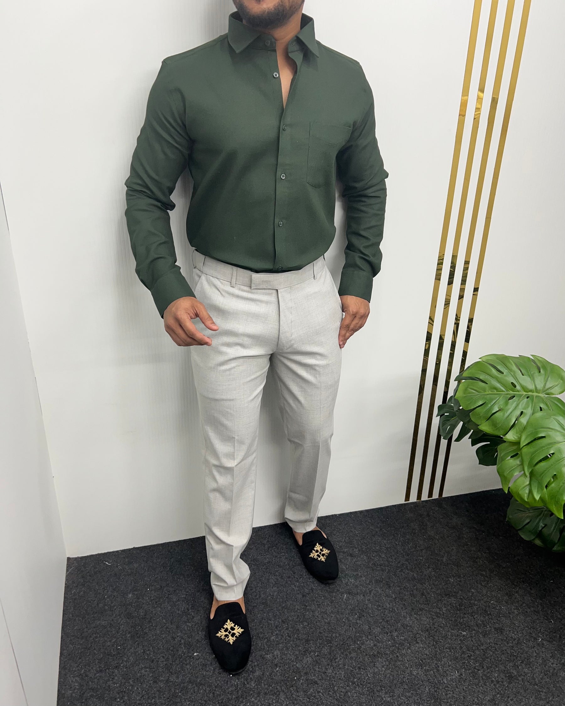 Mehandi Premium Cotton Polyblend Waffle Shirt