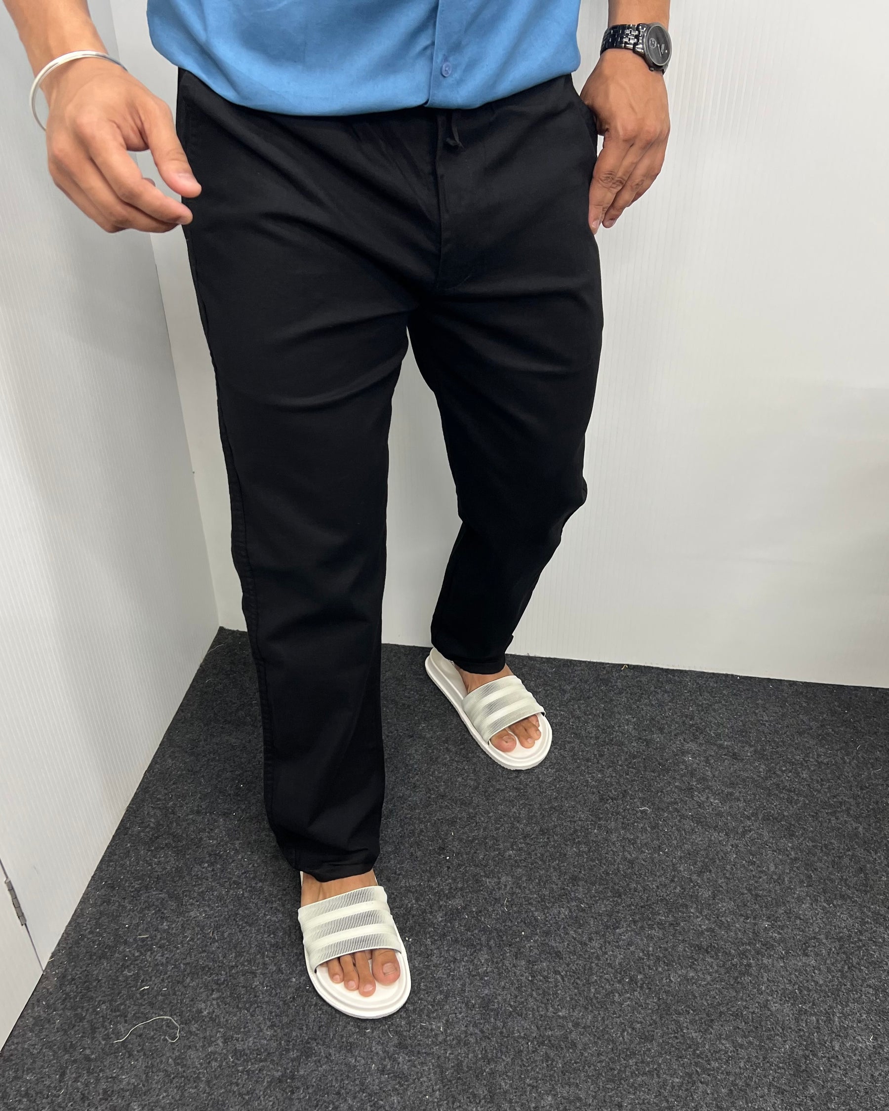 Black Imported Dobby Baggy Pant