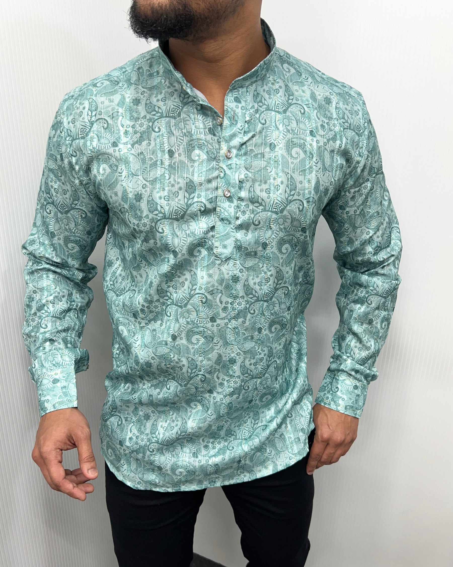 Jari Fabric Printed Premium Short Kurta