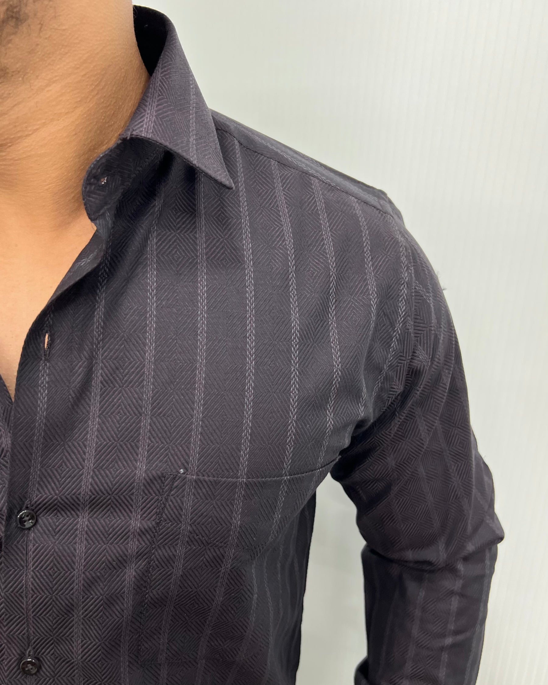 Brown Self Striped Premium Giza Cotton Shirt
