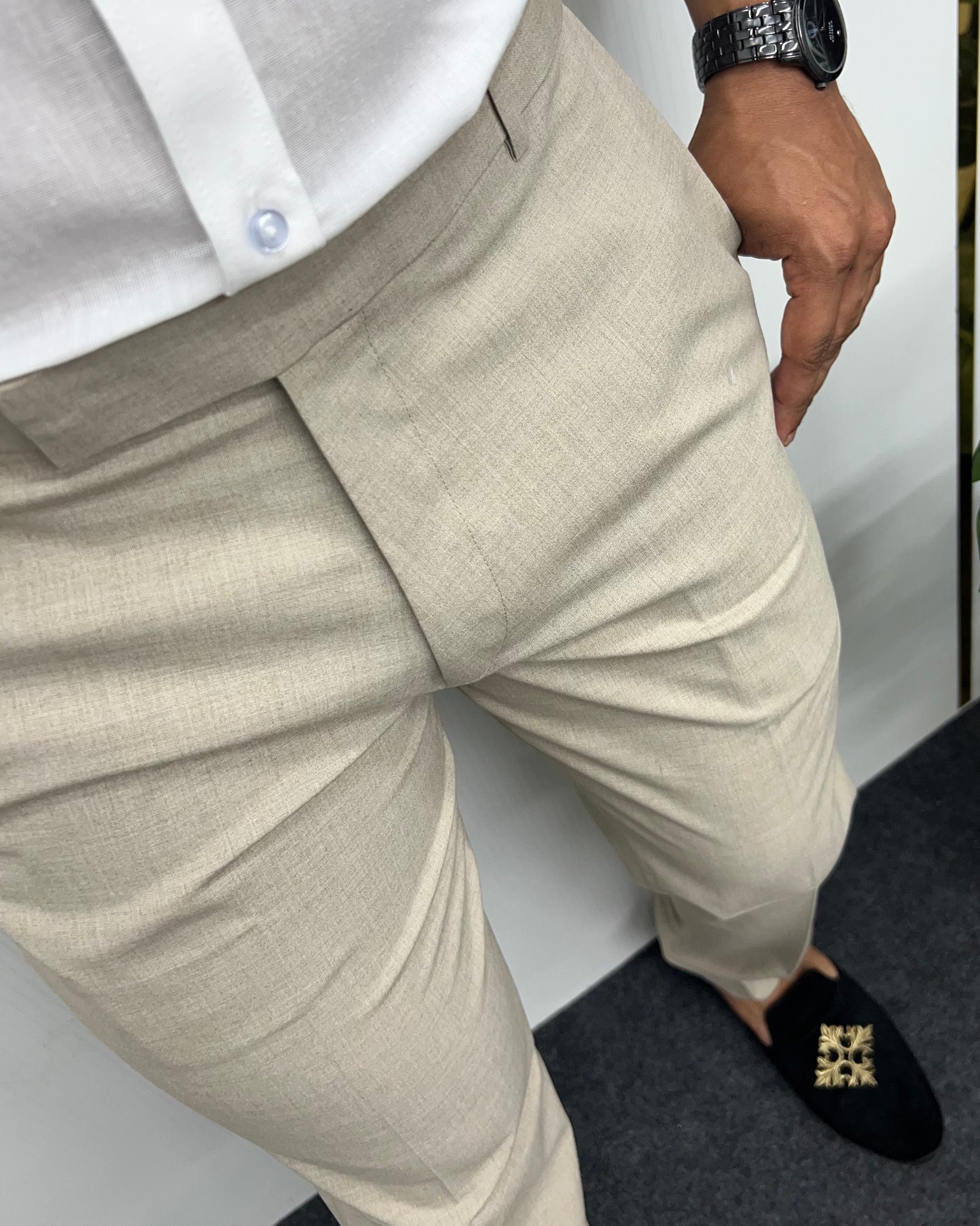 Pastel Beige Flexiwaist Business Class Formal Pant