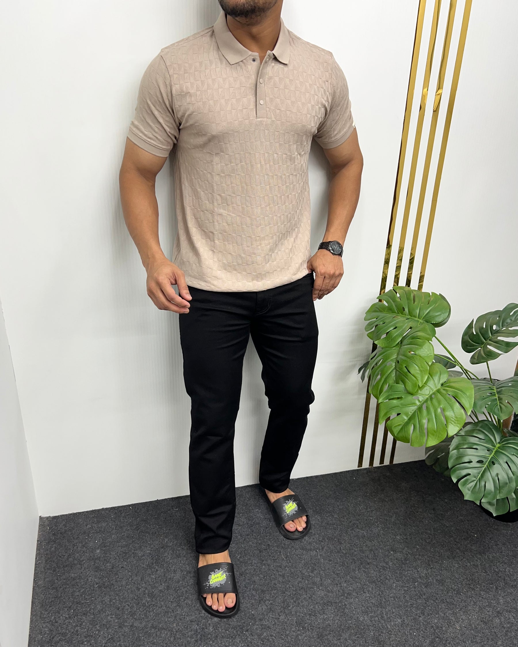 Beige Premium Jacquard T-Shirt