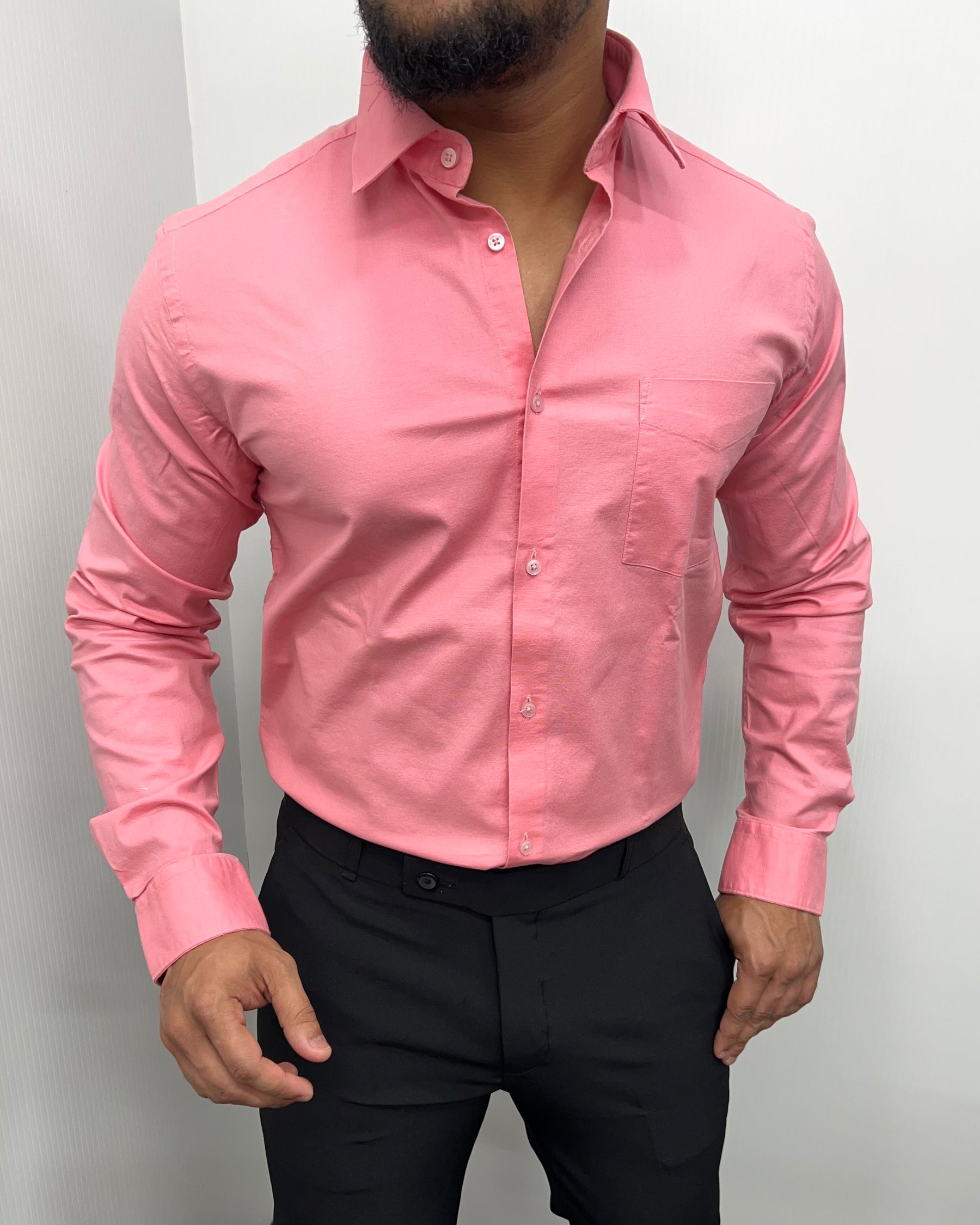 Blush Pink Business Class Oxford Lycra Formal Shirt