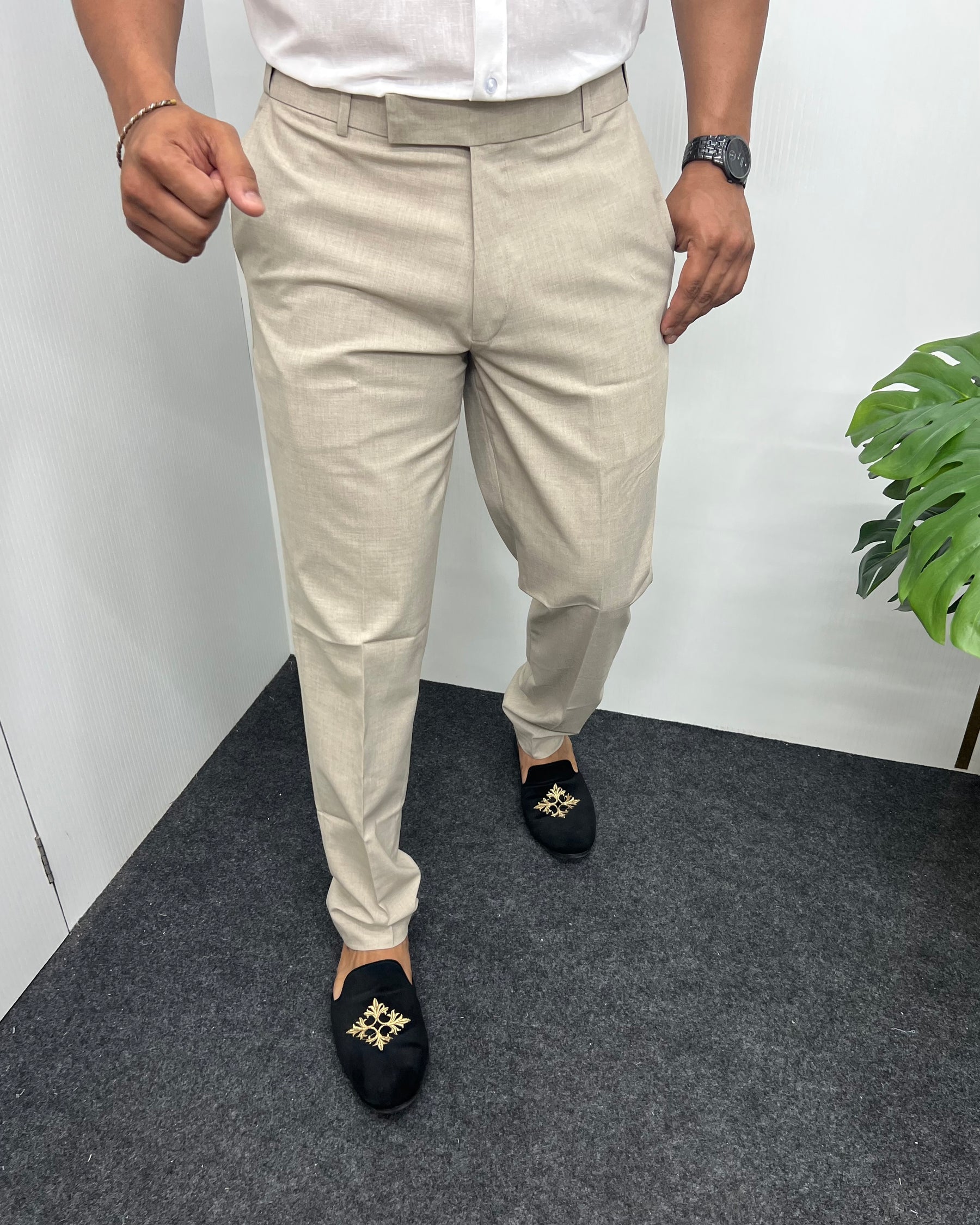 Pastel Beige Flexiwaist Business Class Formal Pant