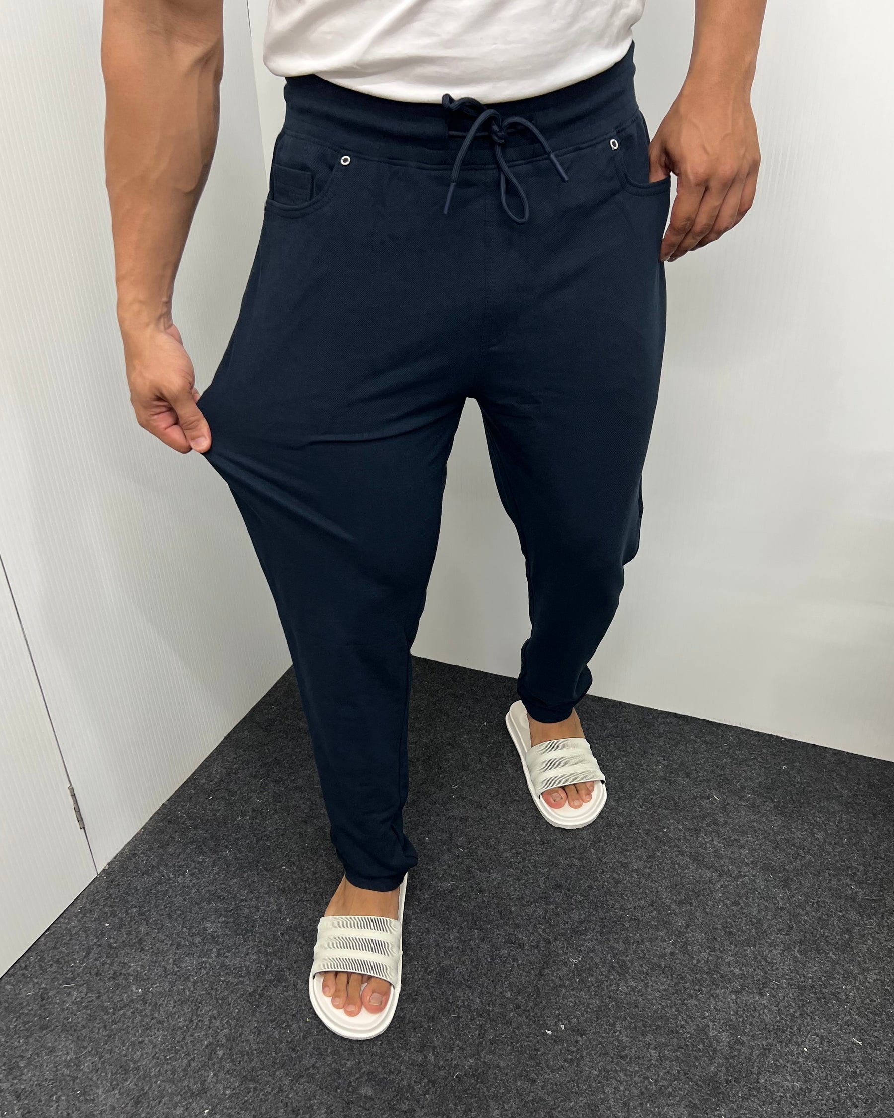 Navy Blue Premium Cotton Matty Track Pant