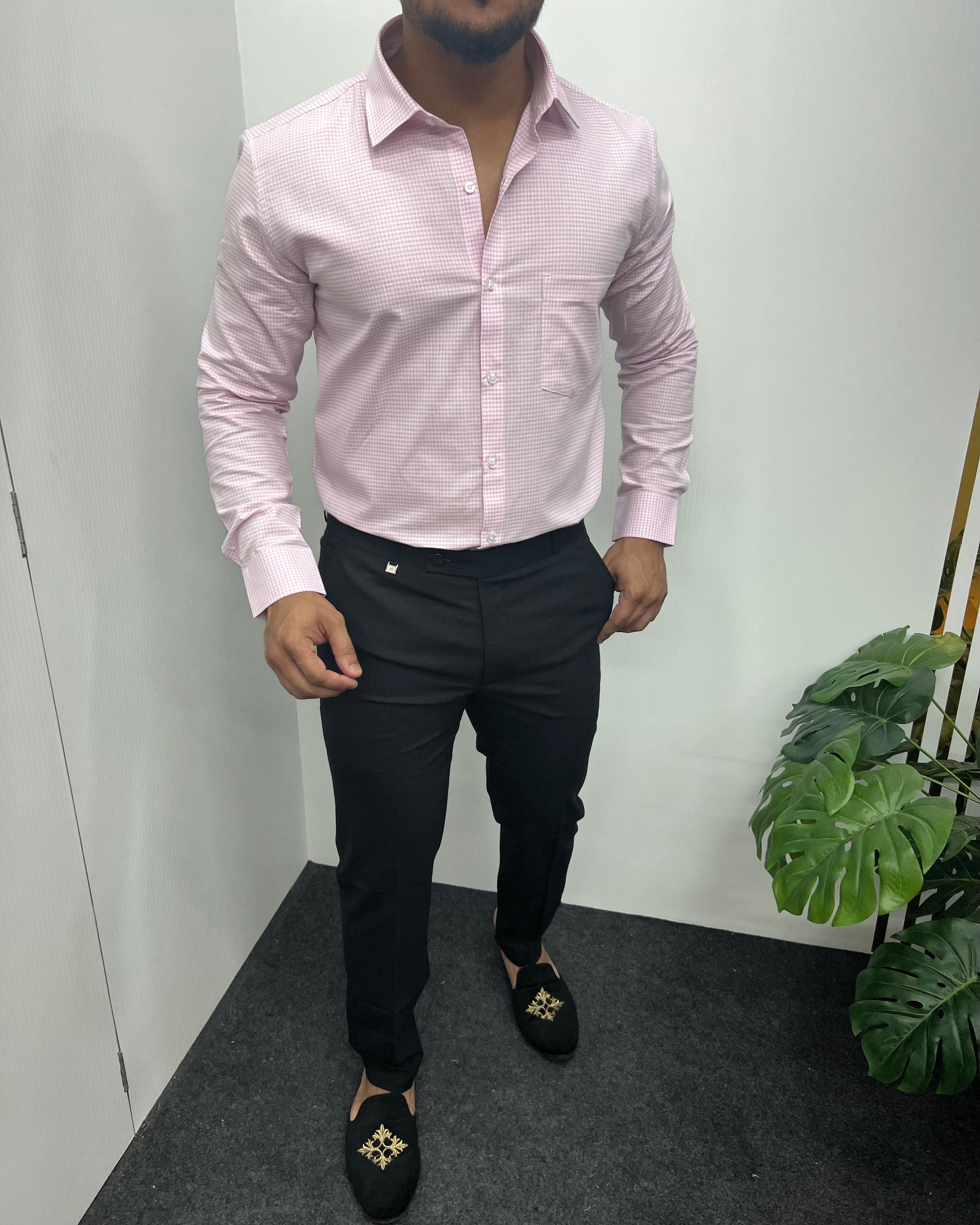 Pink Cotton Gingham Checks Shirt