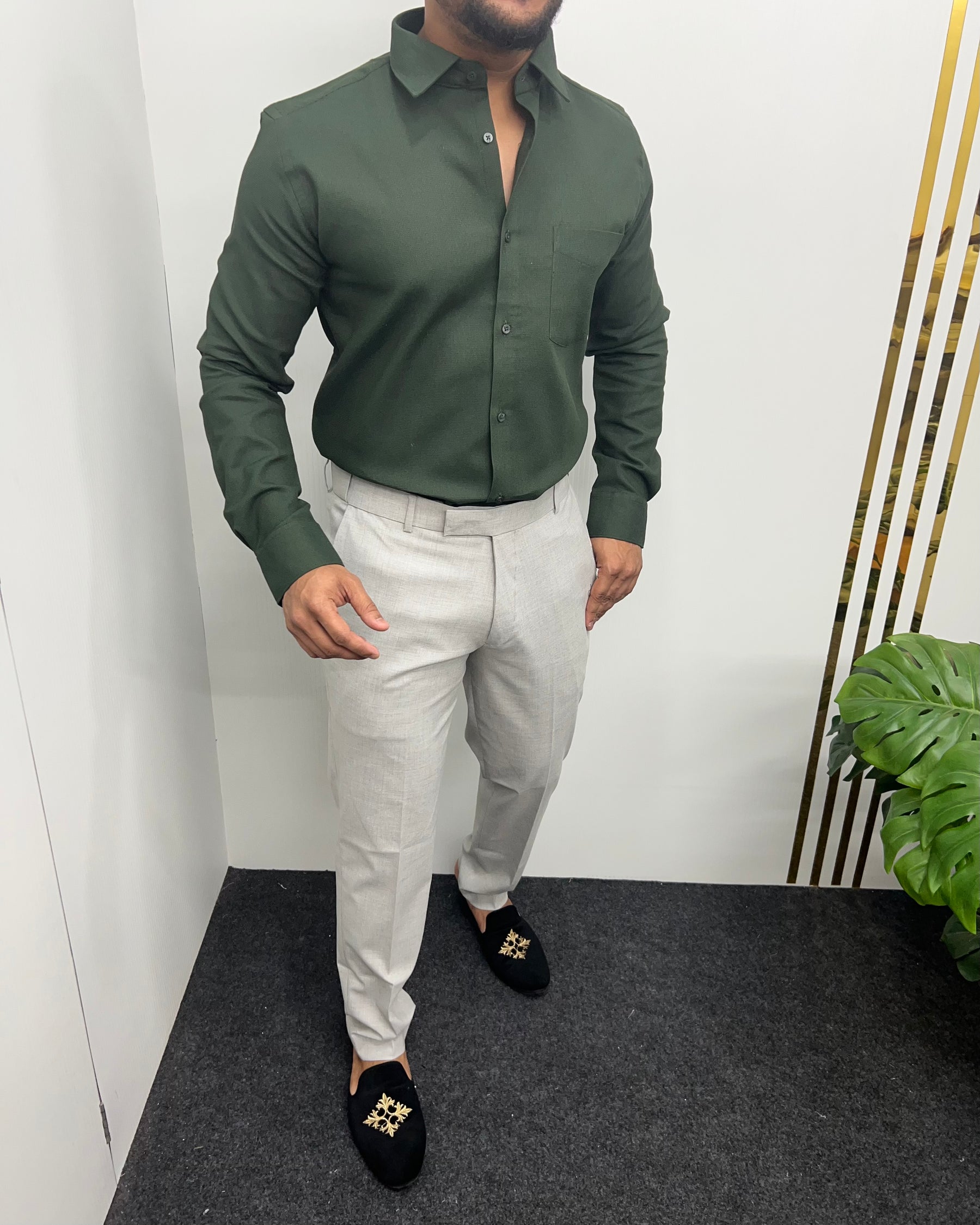 Mehandi Premium Cotton Polyblend Waffle Shirt