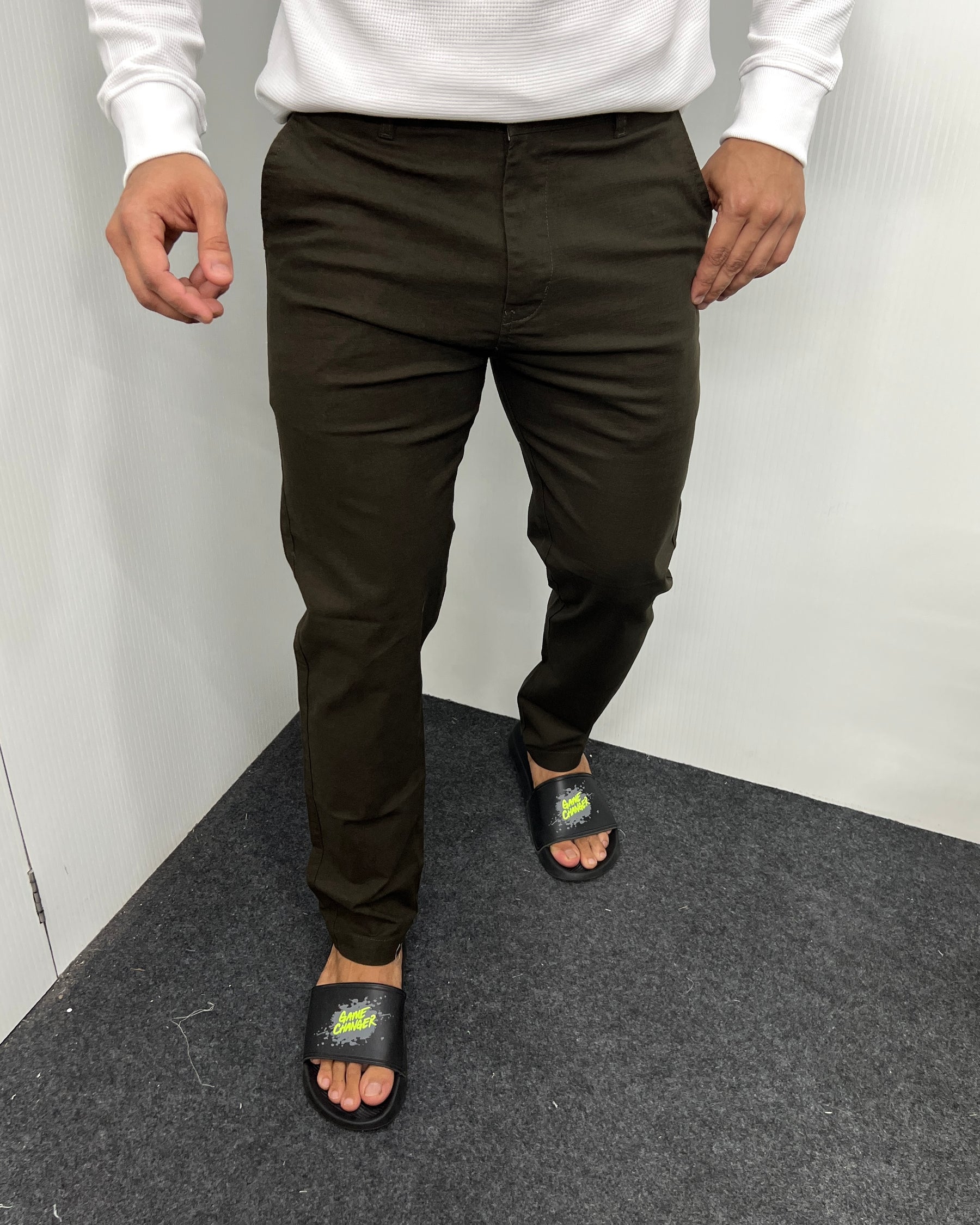 Mill Made Dark Mehandi Cotton Linen Pant