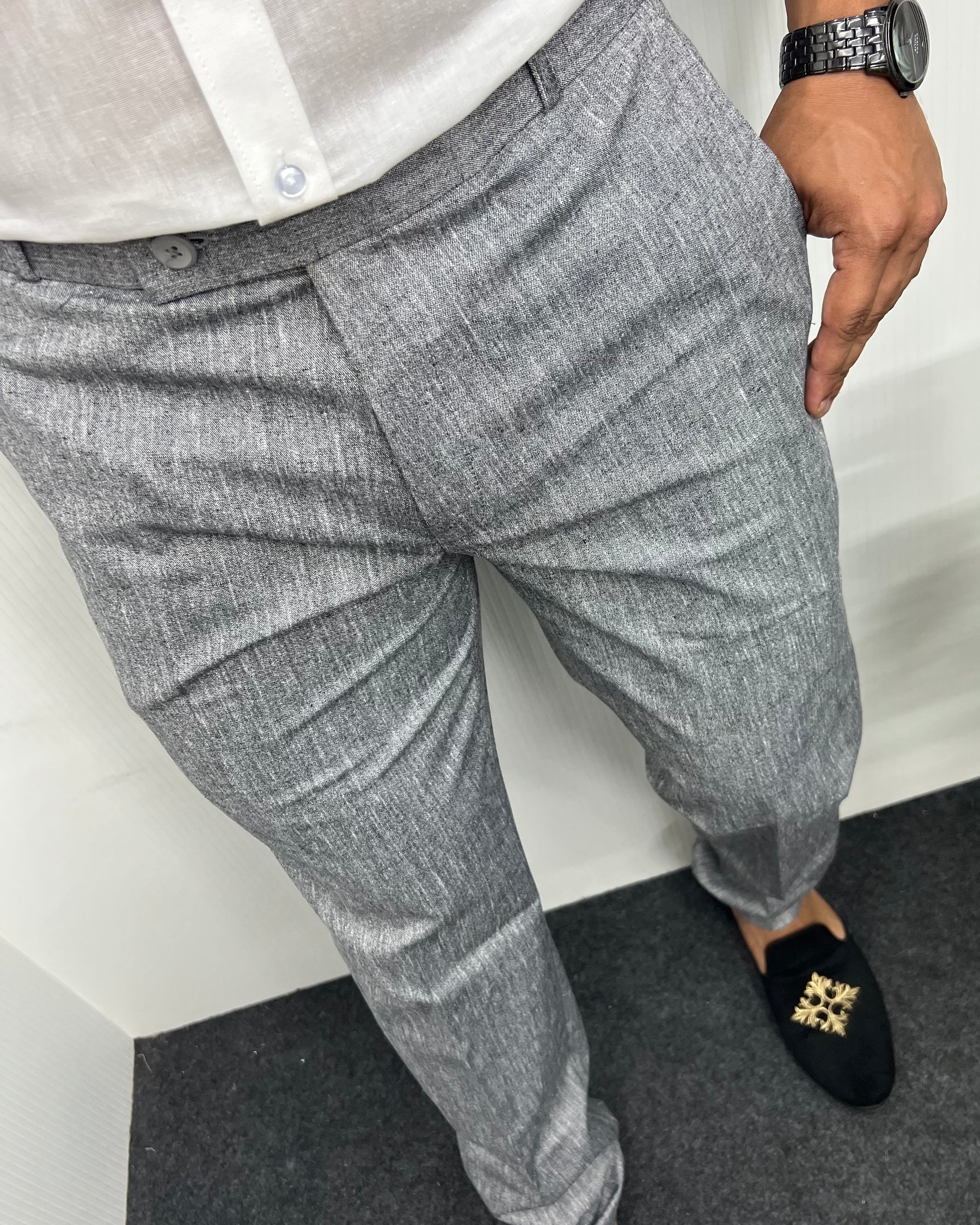 Irish Gray Heavy Quality Linen Blend Formal Pant