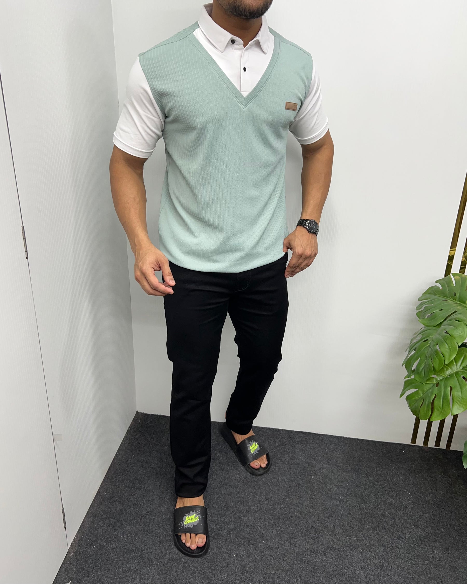 Pista & White Plaid T-Shirt