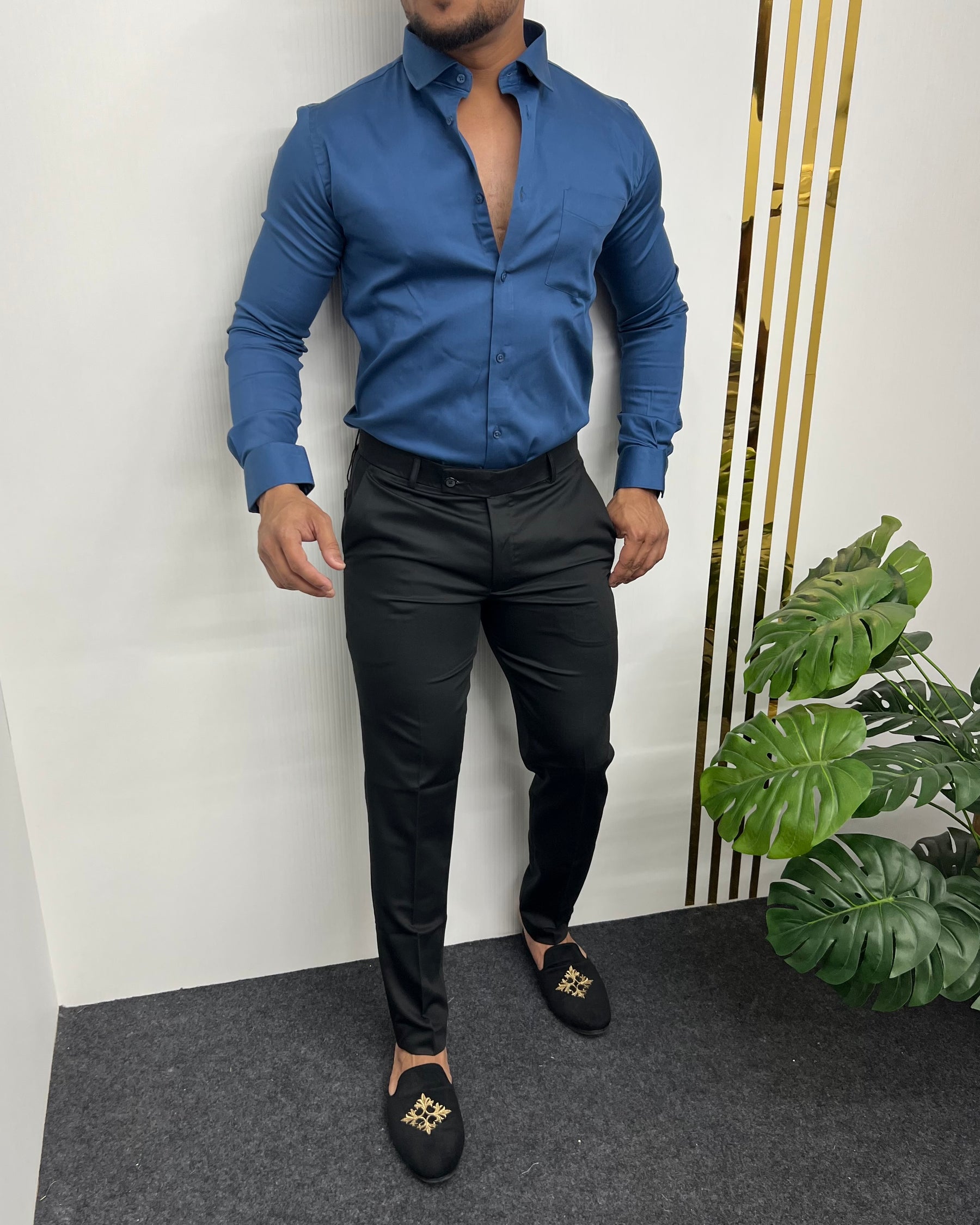 Pastel Blue Cotton Satin Shirt