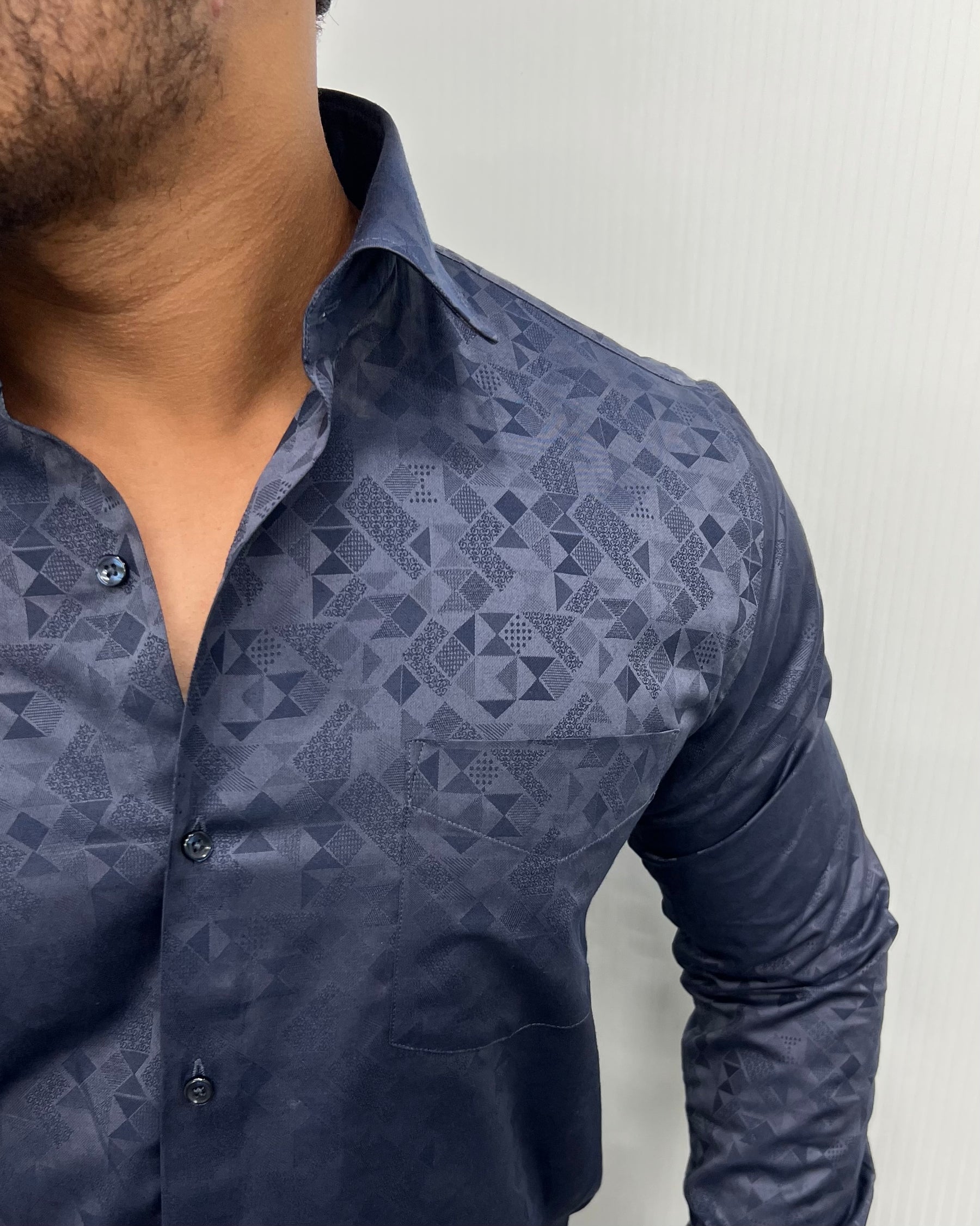 Blue Abstract Self Premium Giza Cotton Shirt