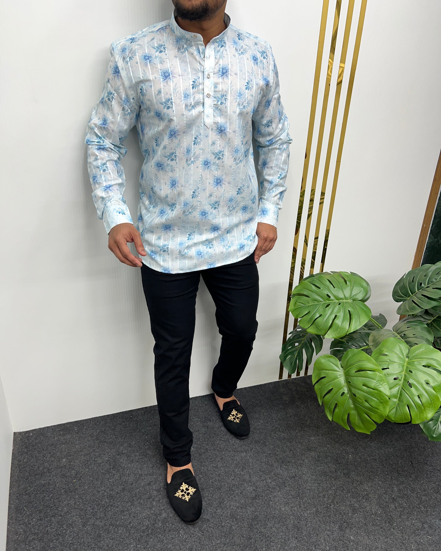 Jari Fabric Printed Premium Short Kurta