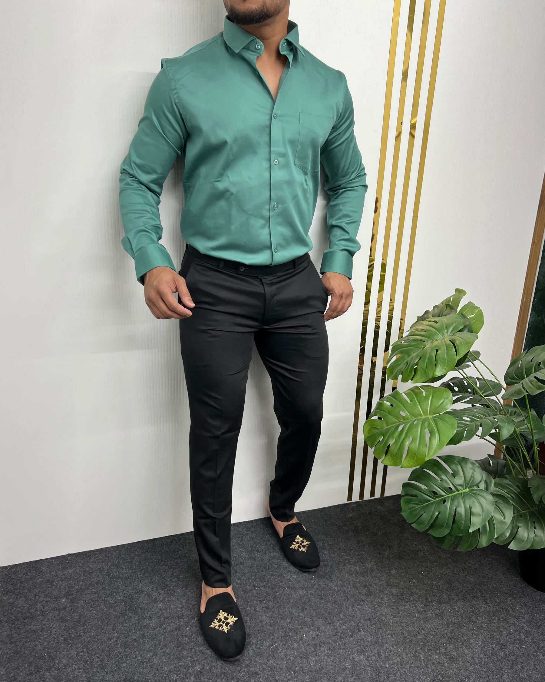 Sea Green Cotton Satin Shirt