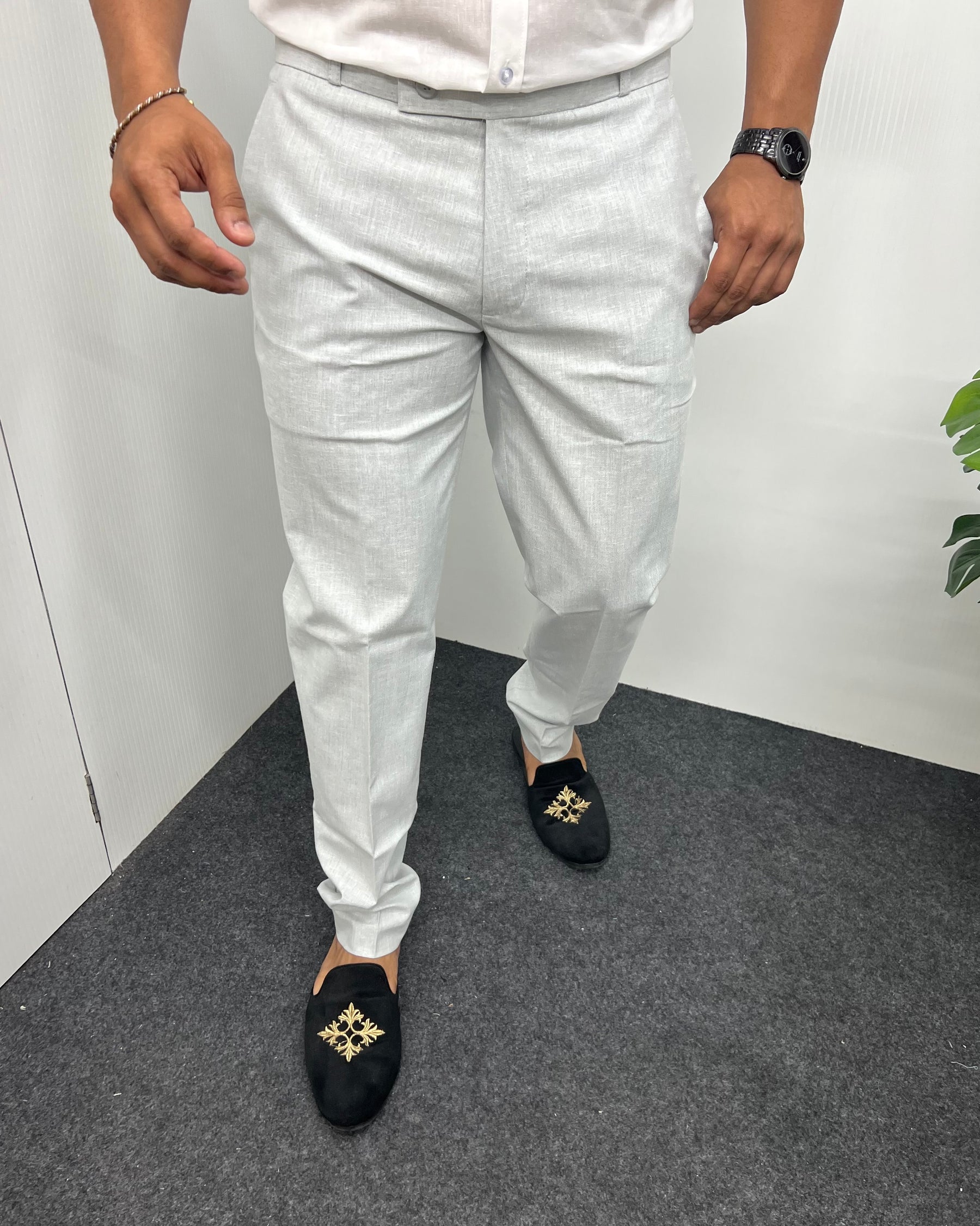 Smoke Gray Heavy Quality Linen Blend Formal Pant