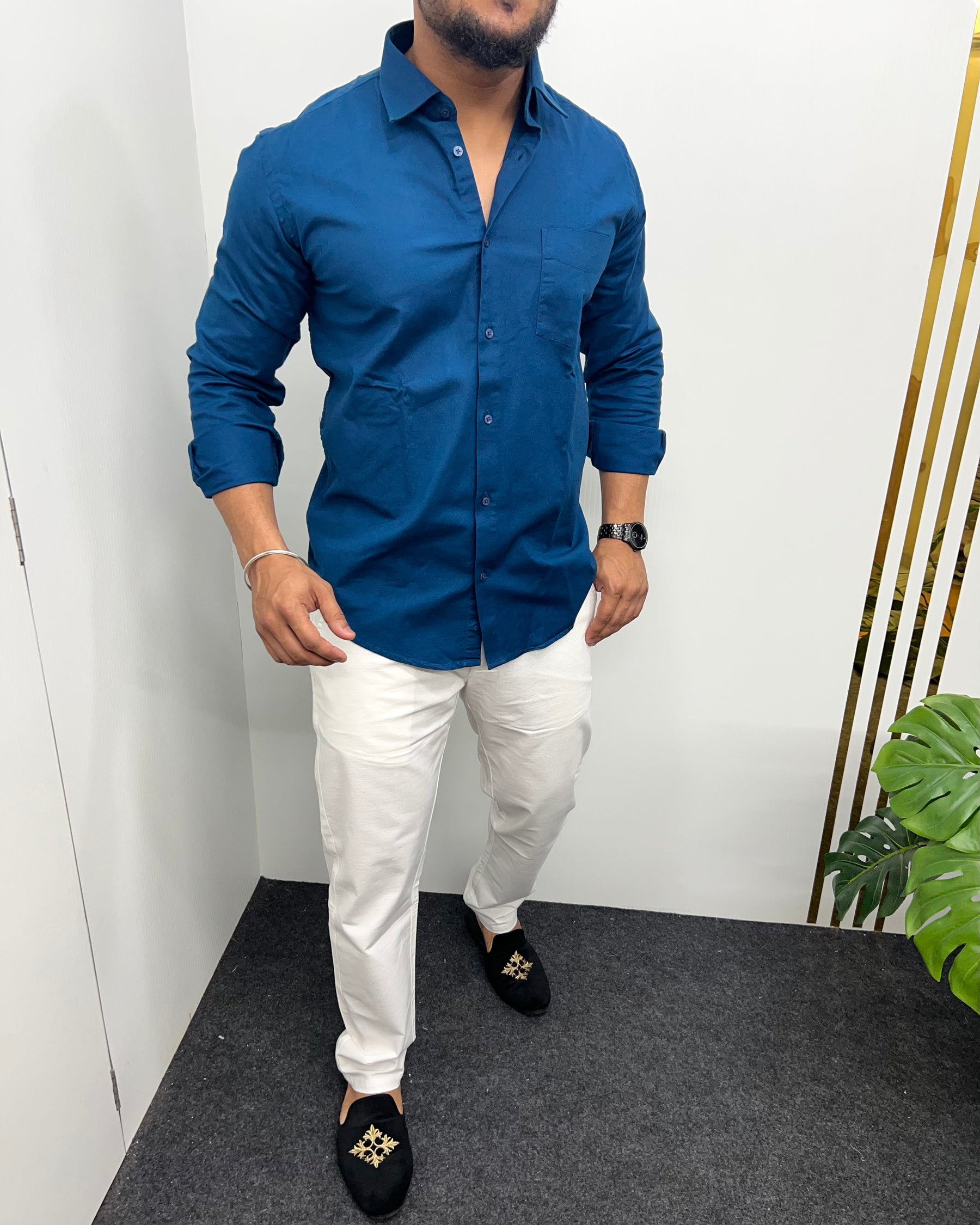 Chintamani Business Class Oxford Lycra Formal Shirt
