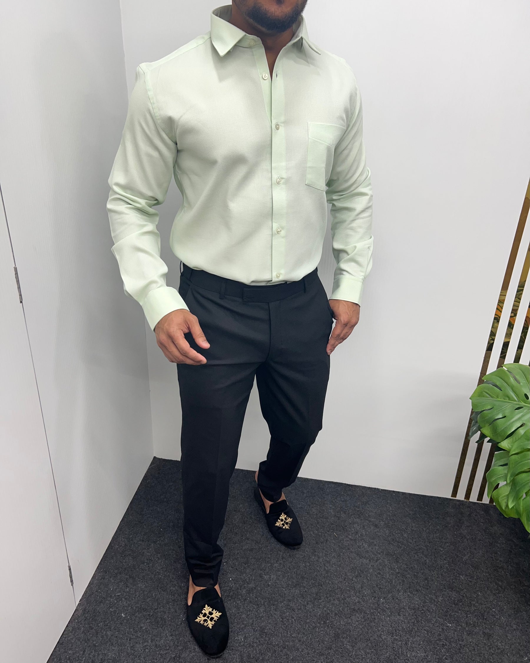 Light Pista Premium Cotton Polyblend Waffle Shirt