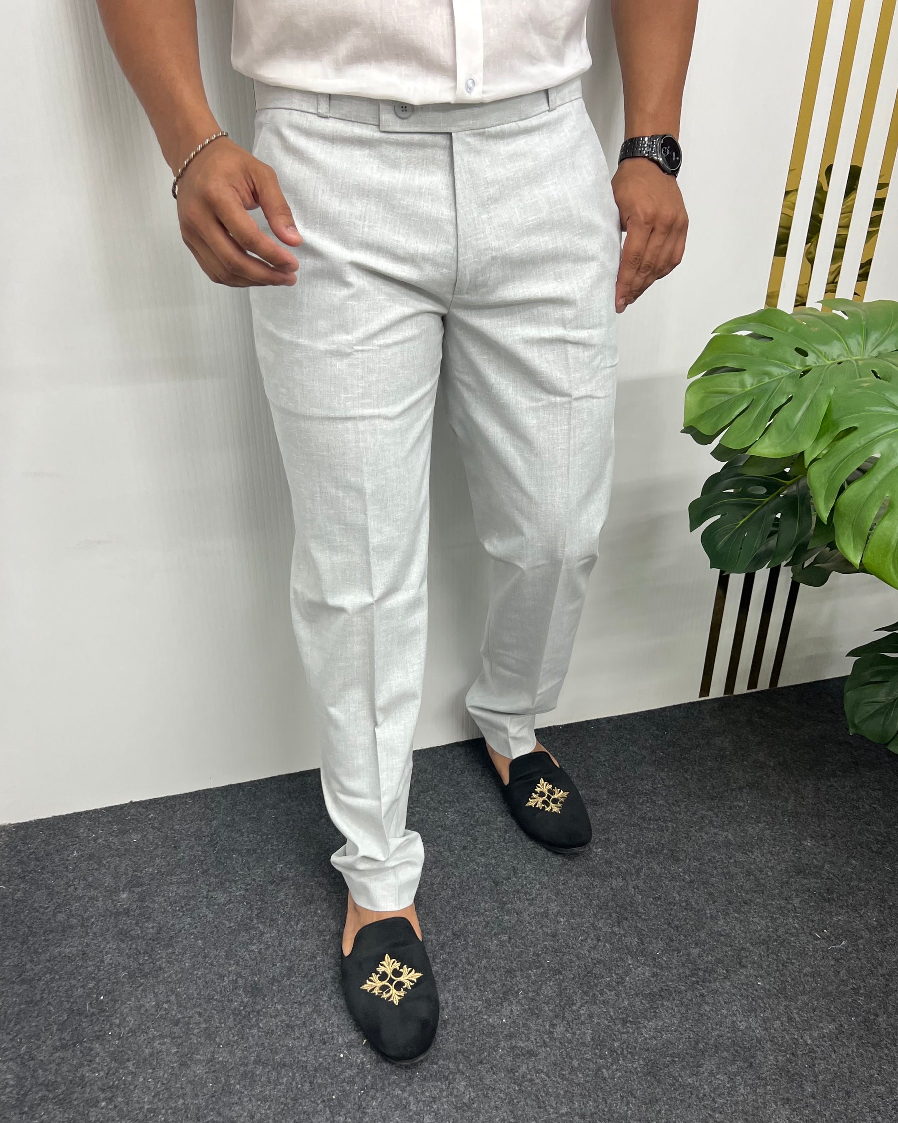 Smoke Gray Heavy Quality Linen Blend Formal Pant