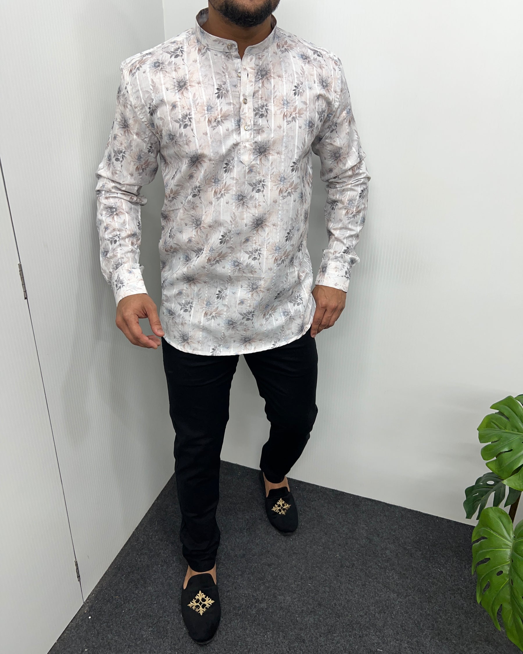 Jari Fabric Printed Premium Short Kurta