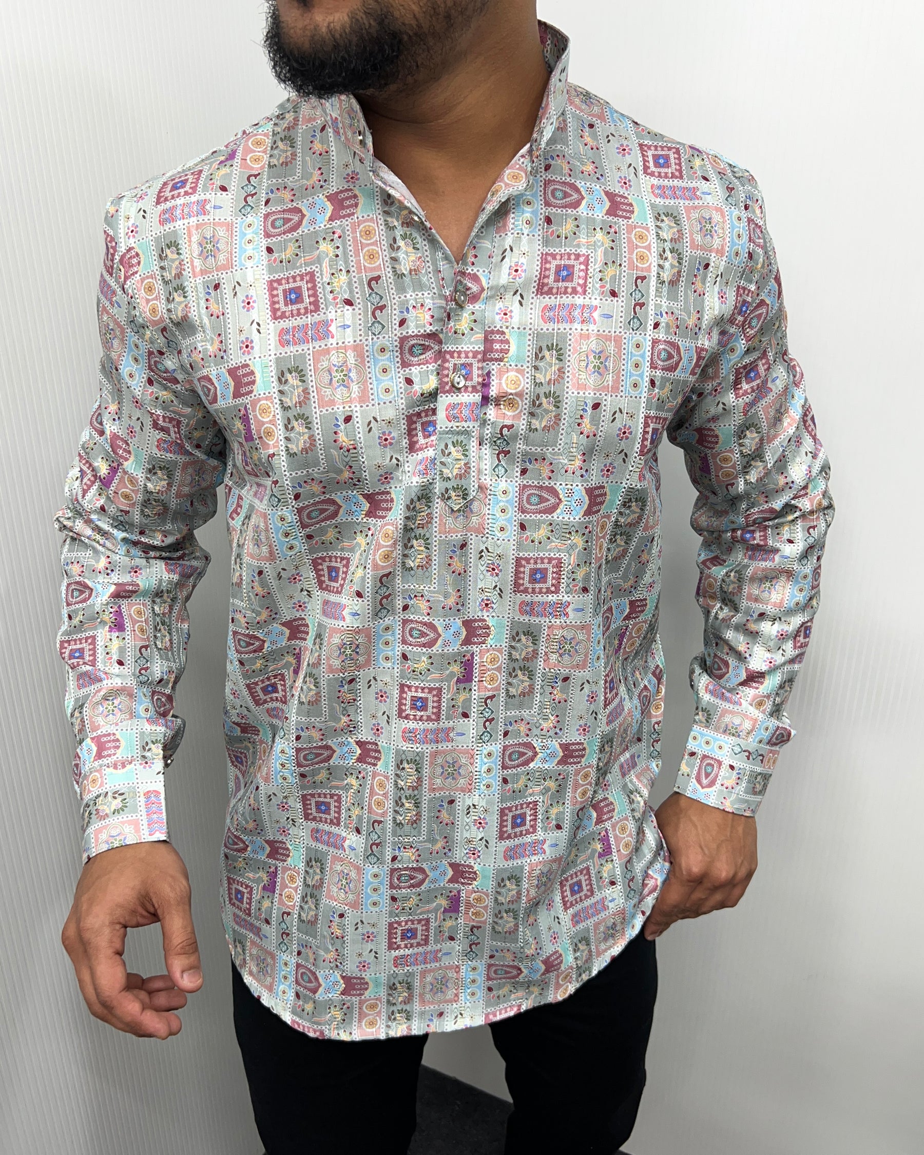 Jari Fabric Printed Premium Short Kurta