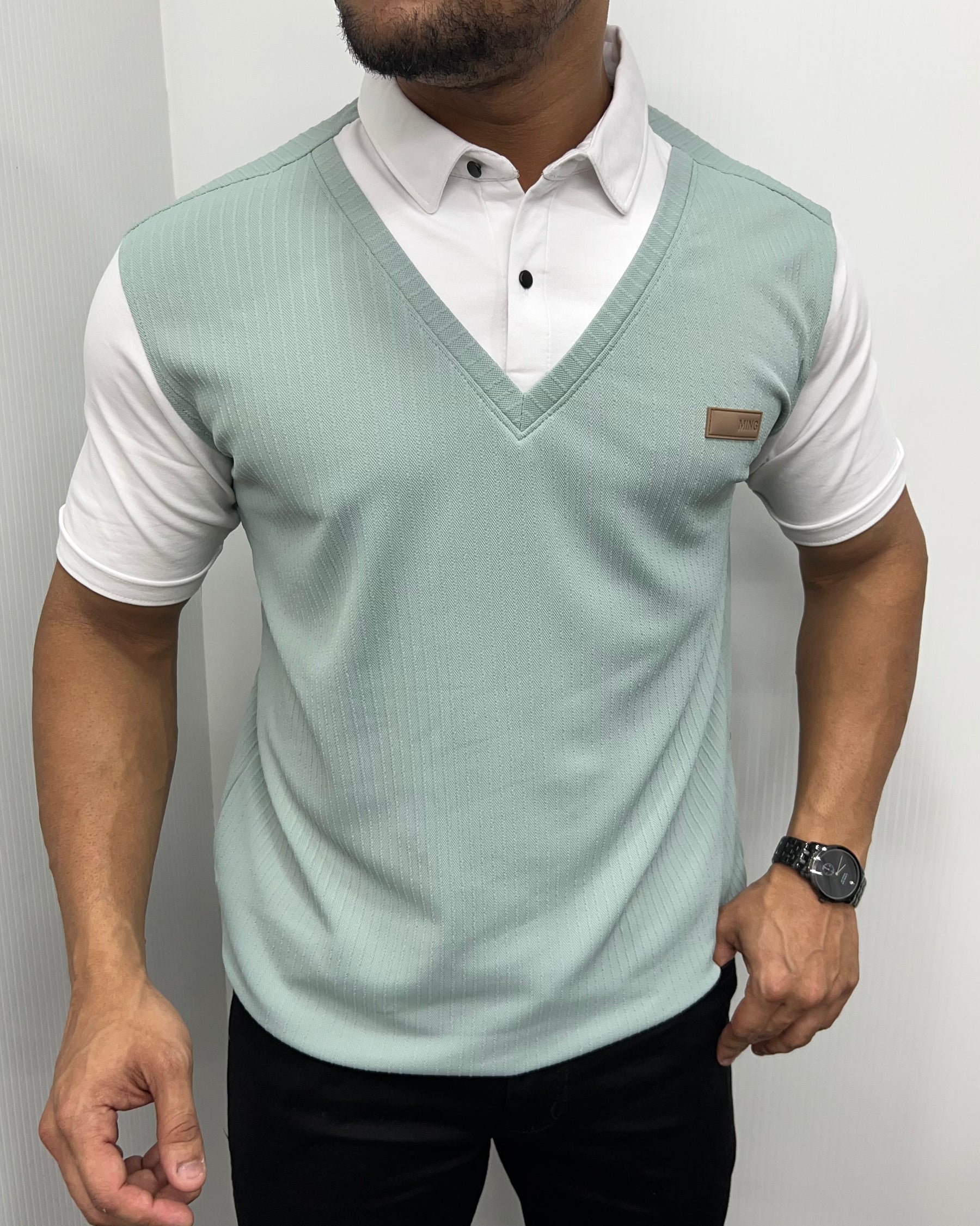 Pista & White Plaid T-Shirt