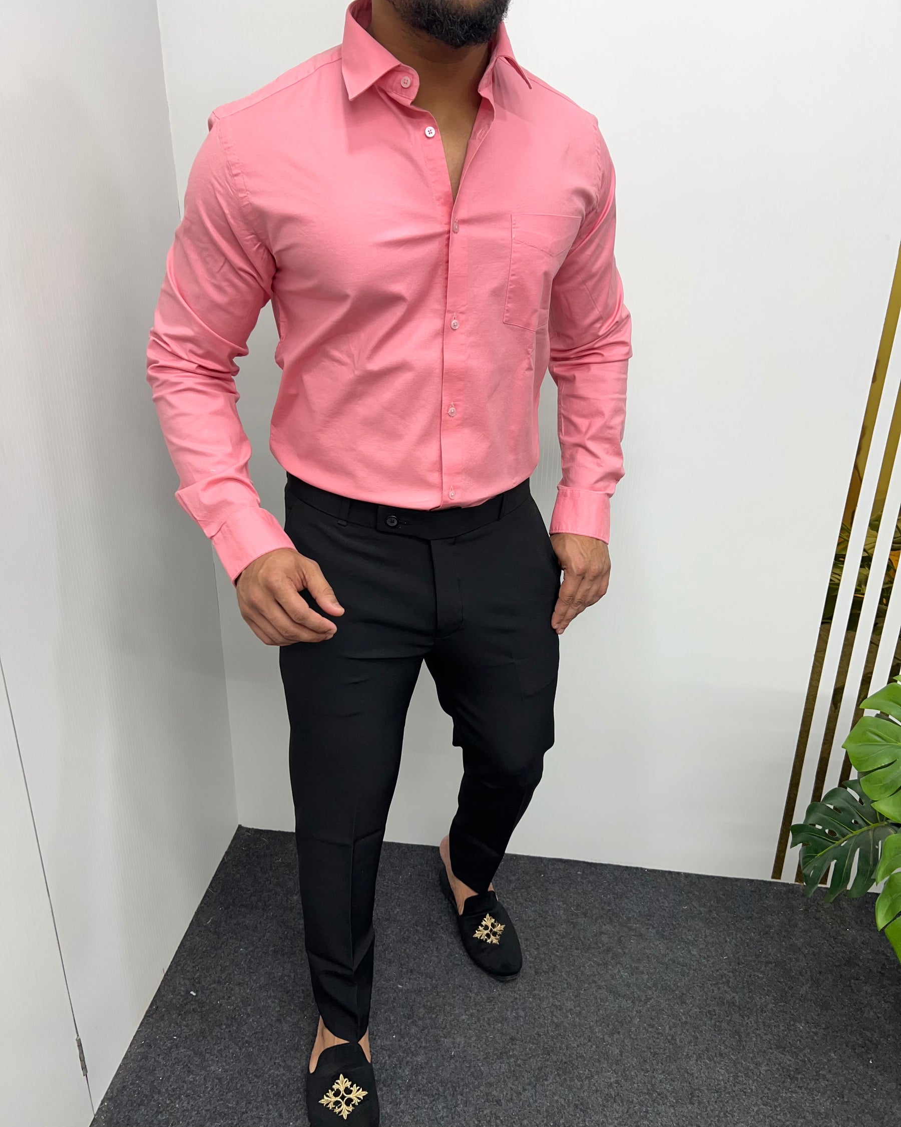 Blush Pink Business Class Oxford Lycra Formal Shirt