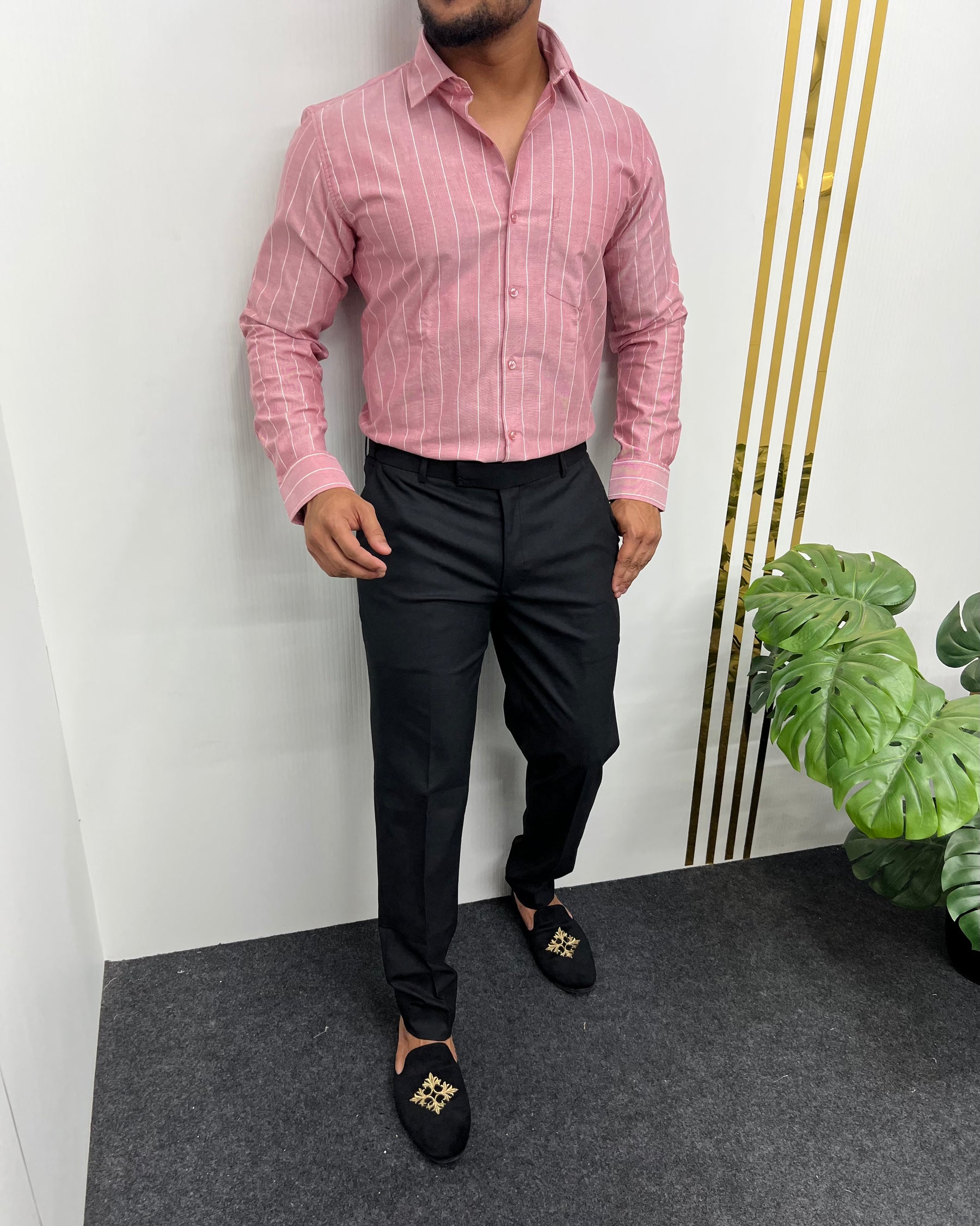 Onion Oxford Premium Fine Cotton Vertical Striped Shirt
