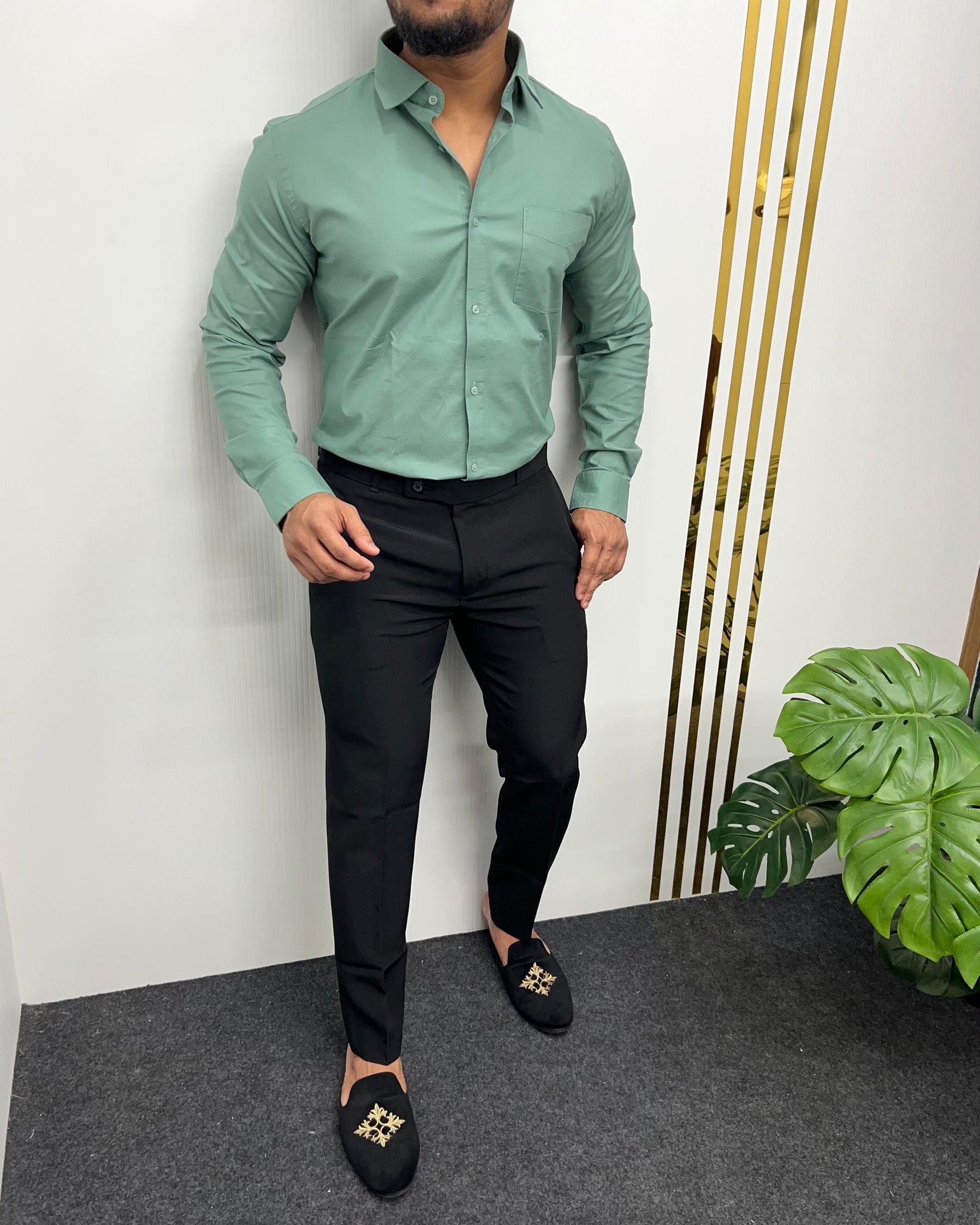 Fine Pista Business Class Oxford Lycra Formal Shirt