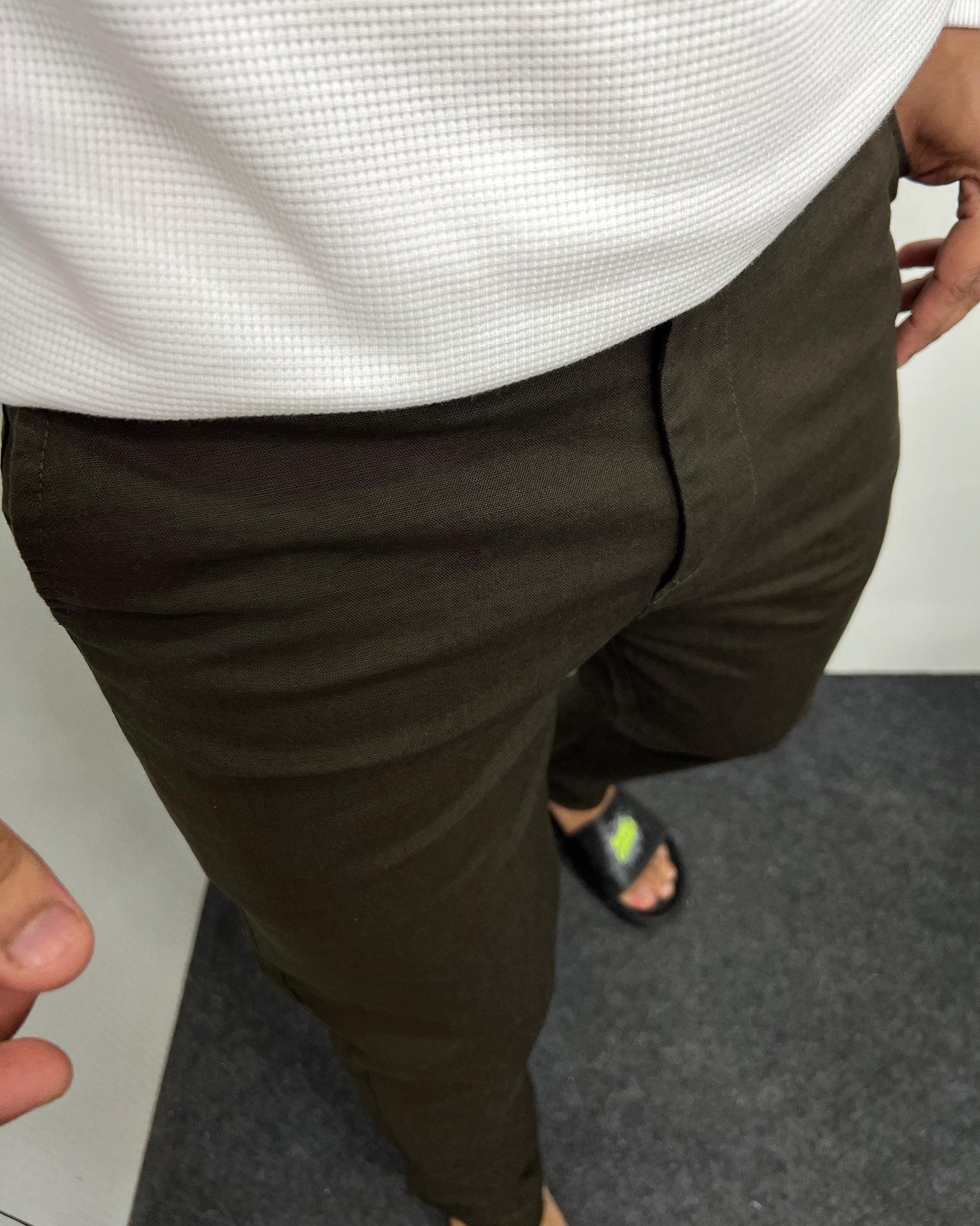 Mill Made Dark Mehandi Cotton Linen Pant