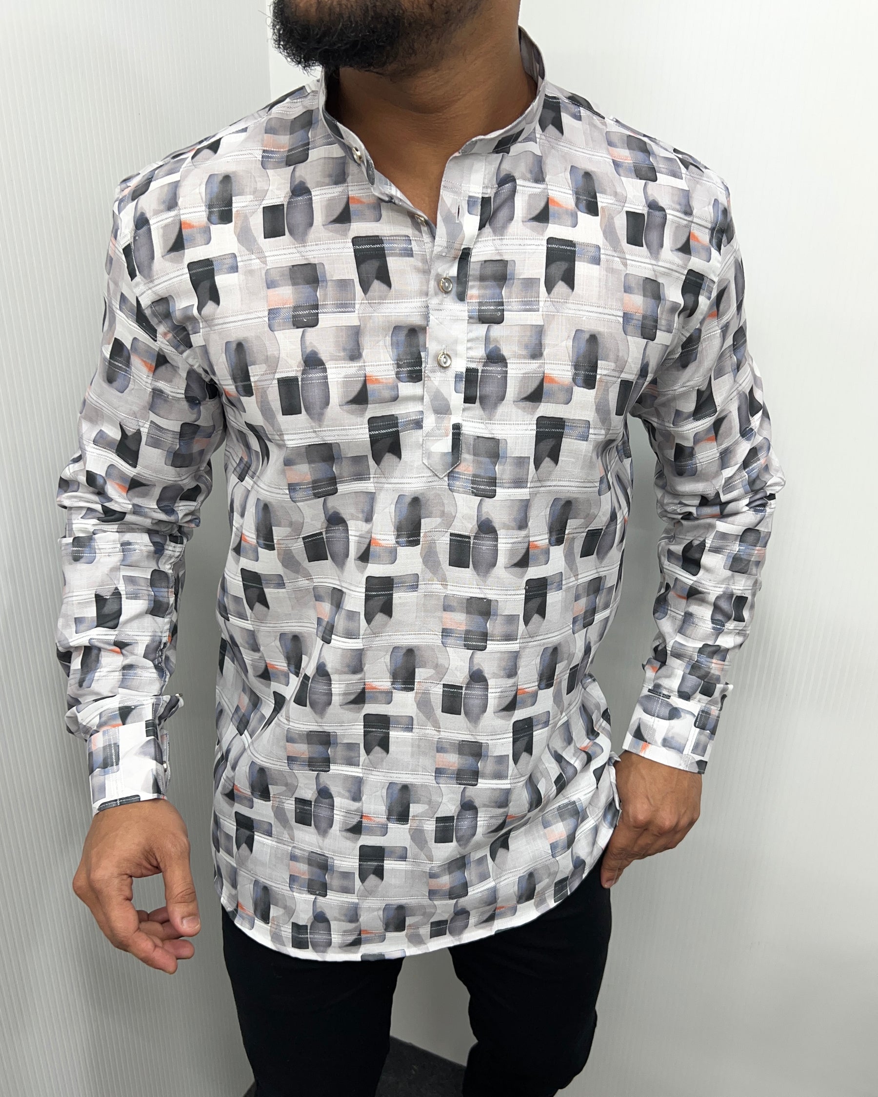 Jari Fabric Printed Premium Short Kurta