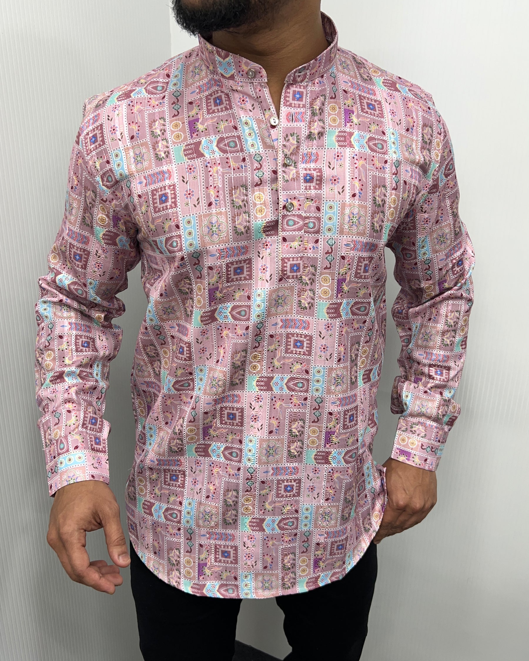 Jari Fabric Printed Premium Short Kurta