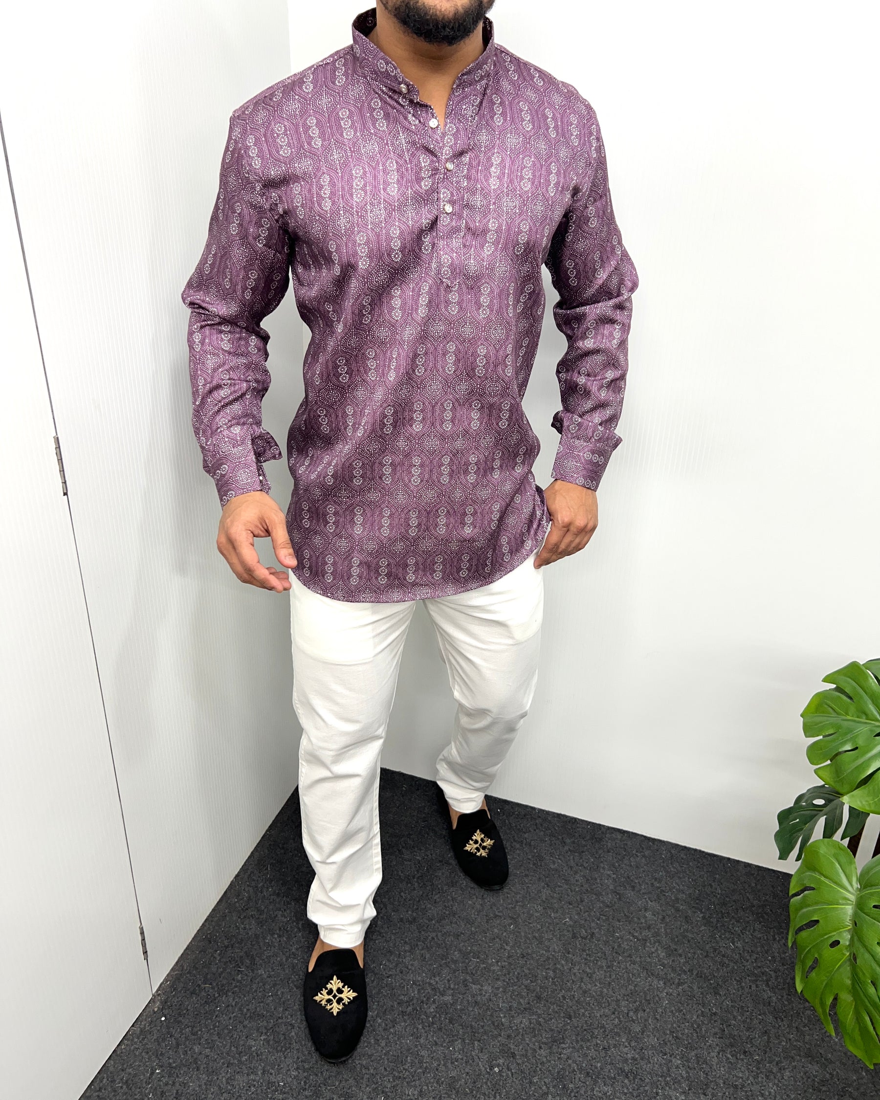 Jari Fabric Printed Premium Short Kurta