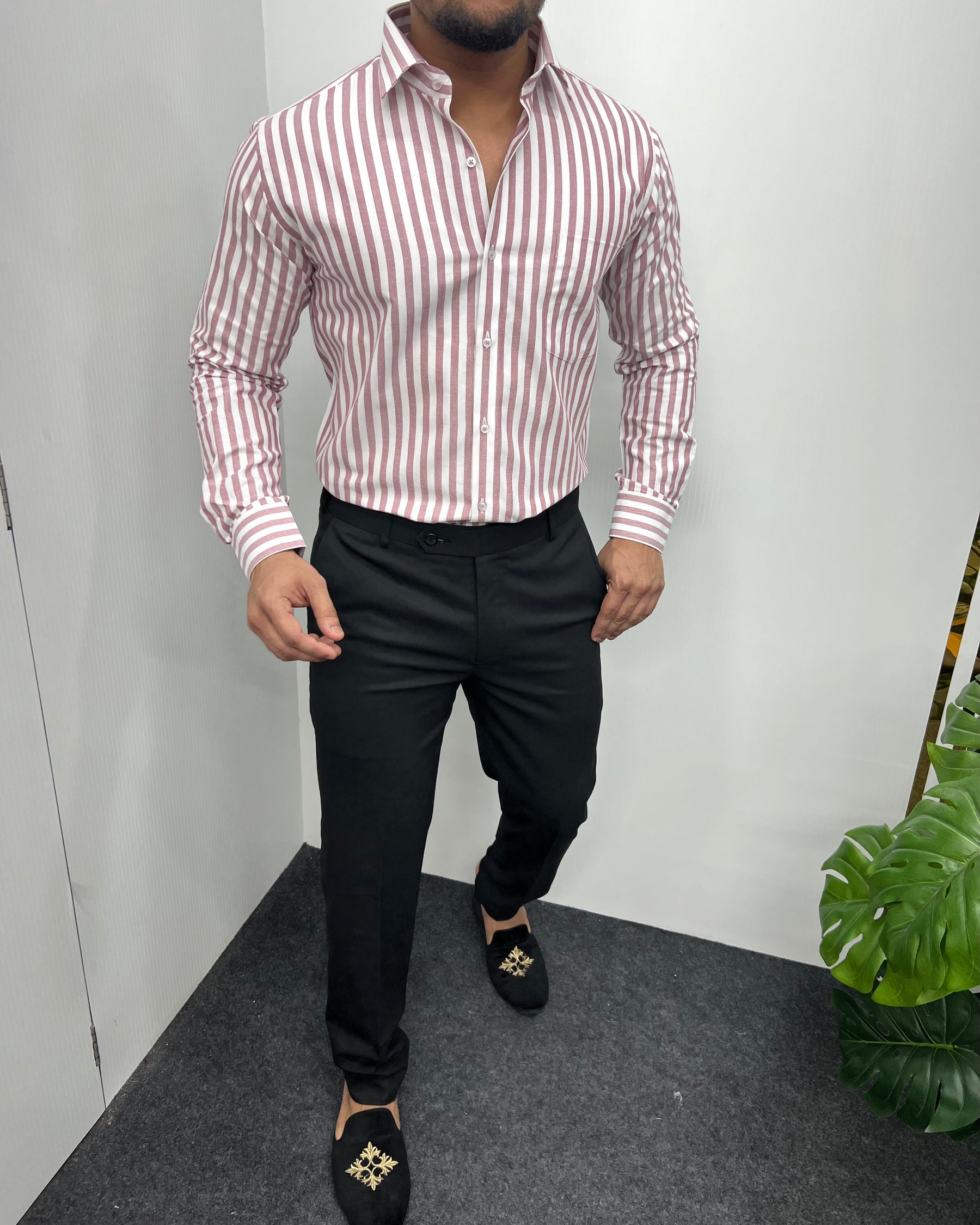Onion Oxford Premium Fine Cotton Vertical Striped Shirt