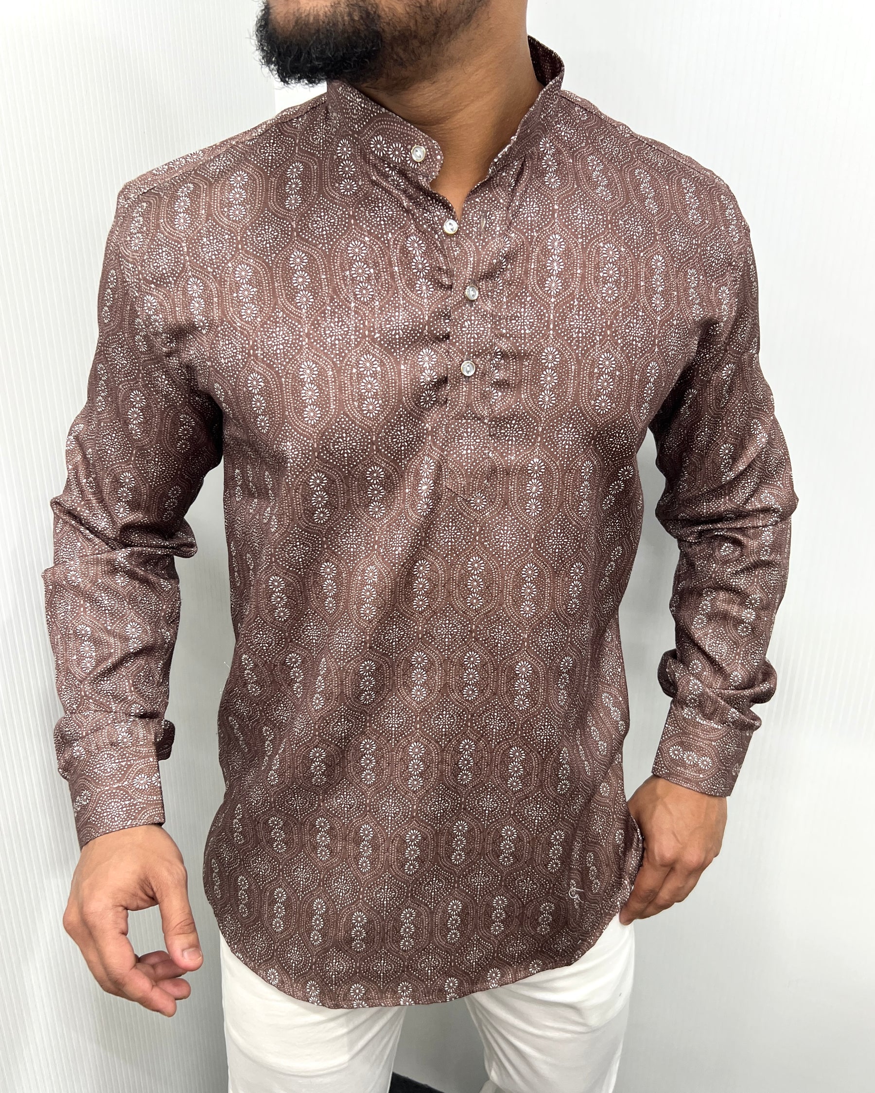 Jari Fabric Printed Premium Short Kurta