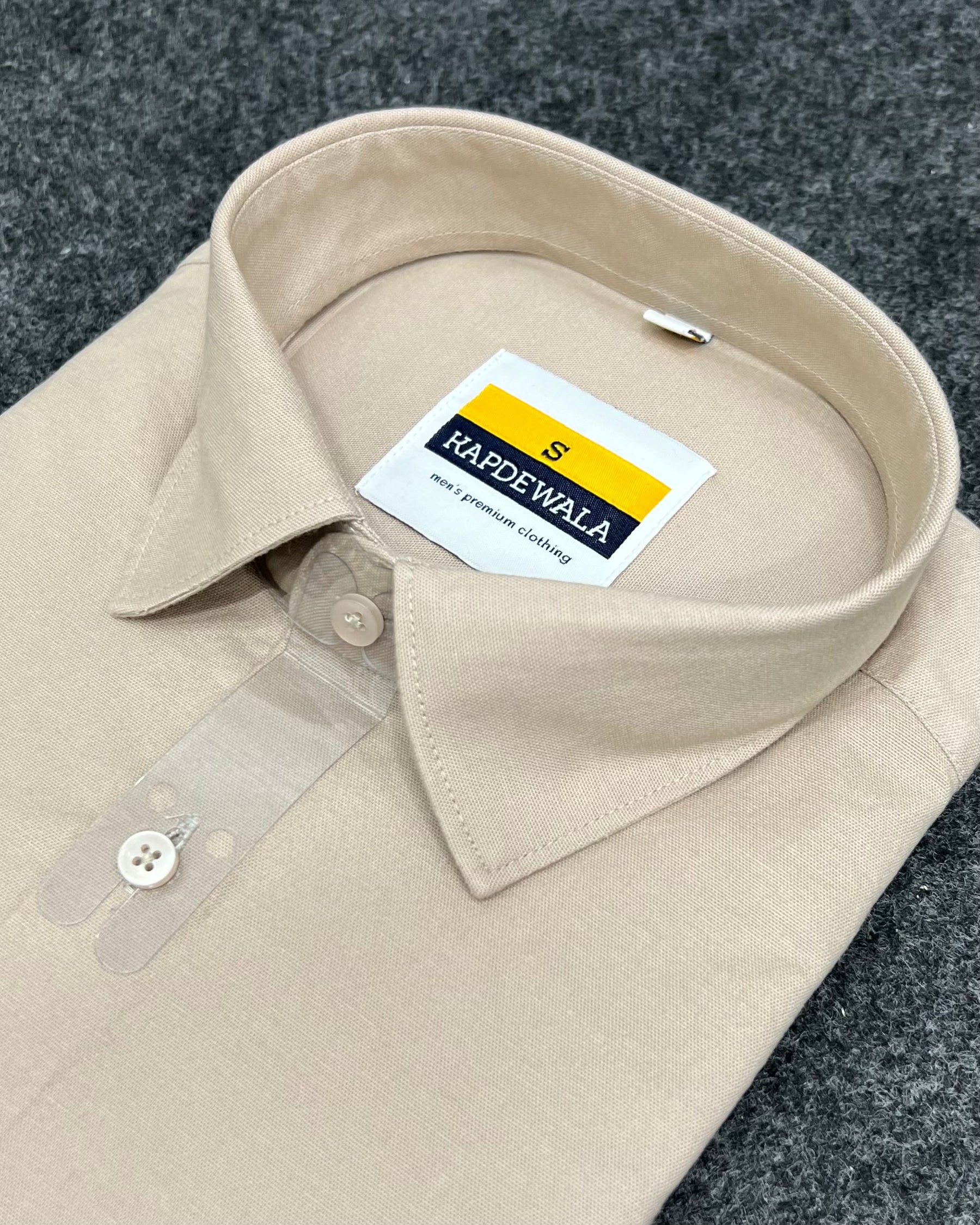 Pastel Cream Business Class Oxford Lycra Formal Shirt