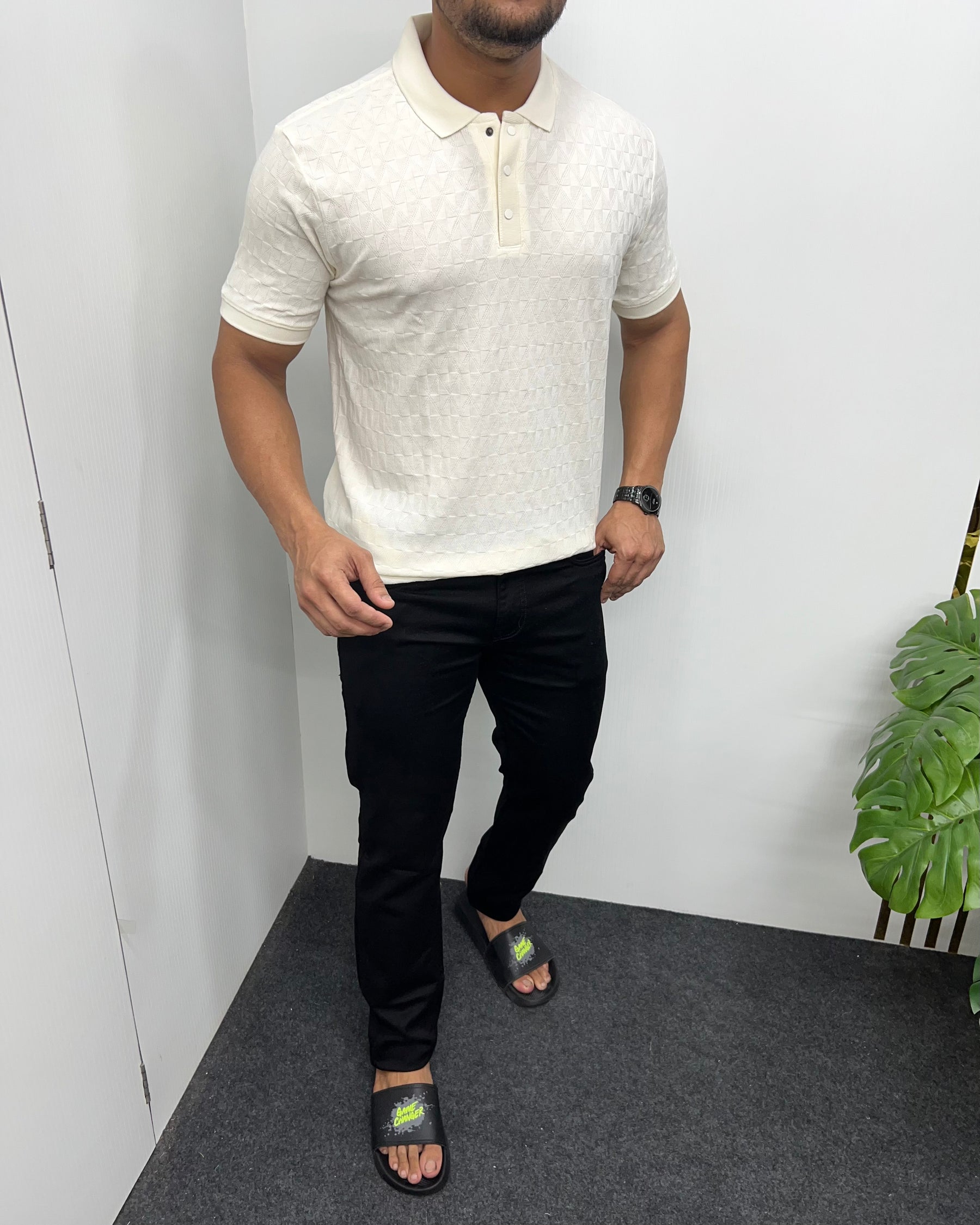 Off White Premium Jacquard T-Shirt