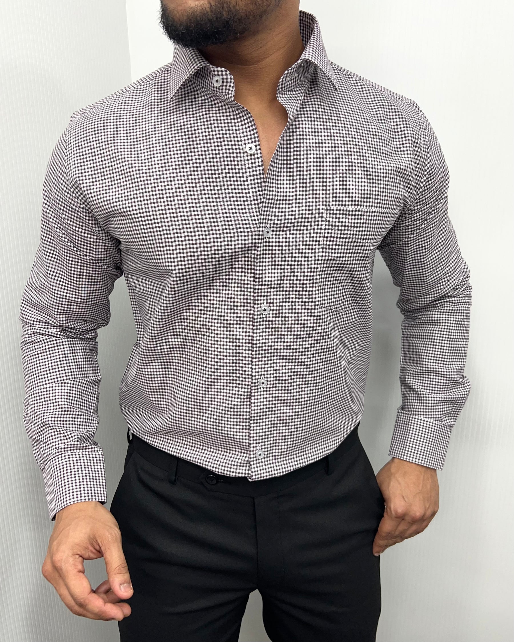 Brown Cotton Gingham Checks Shirt