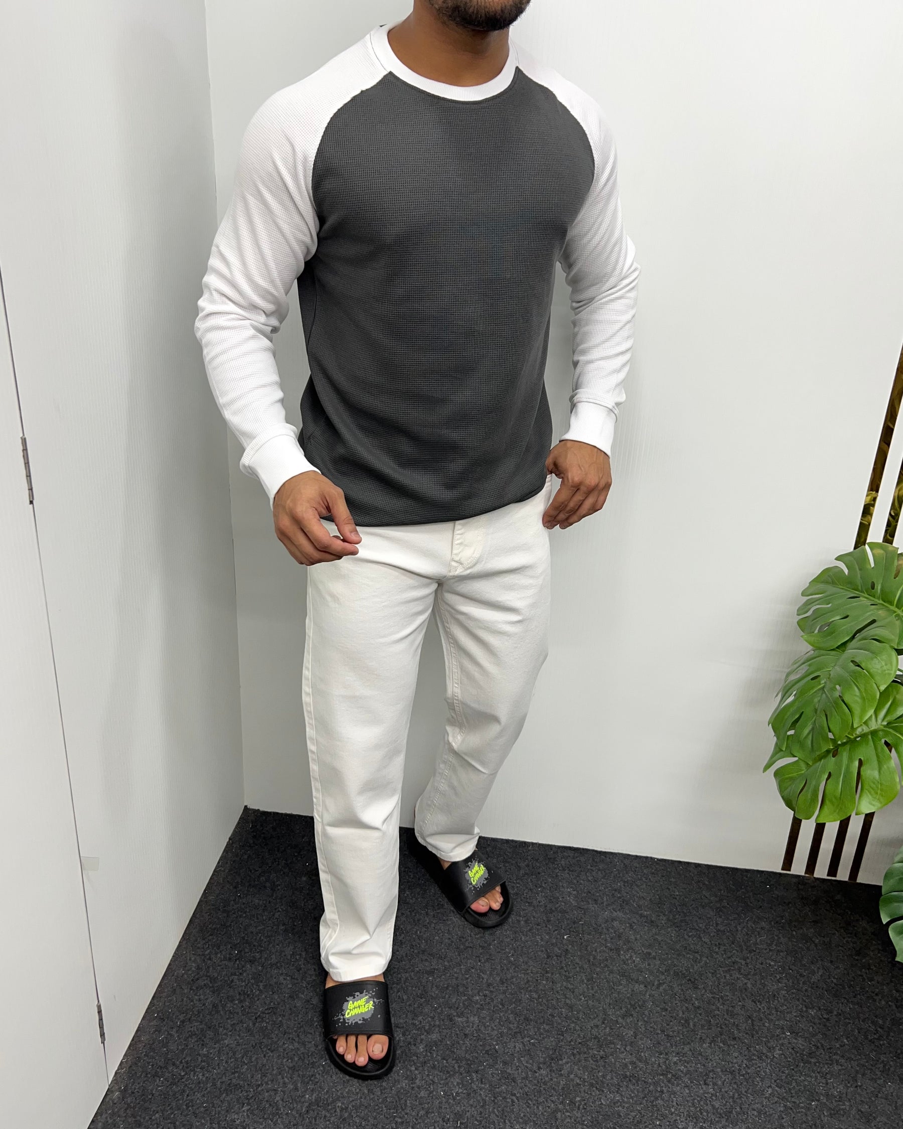 Dark Gray & White Raglan T-Shirt