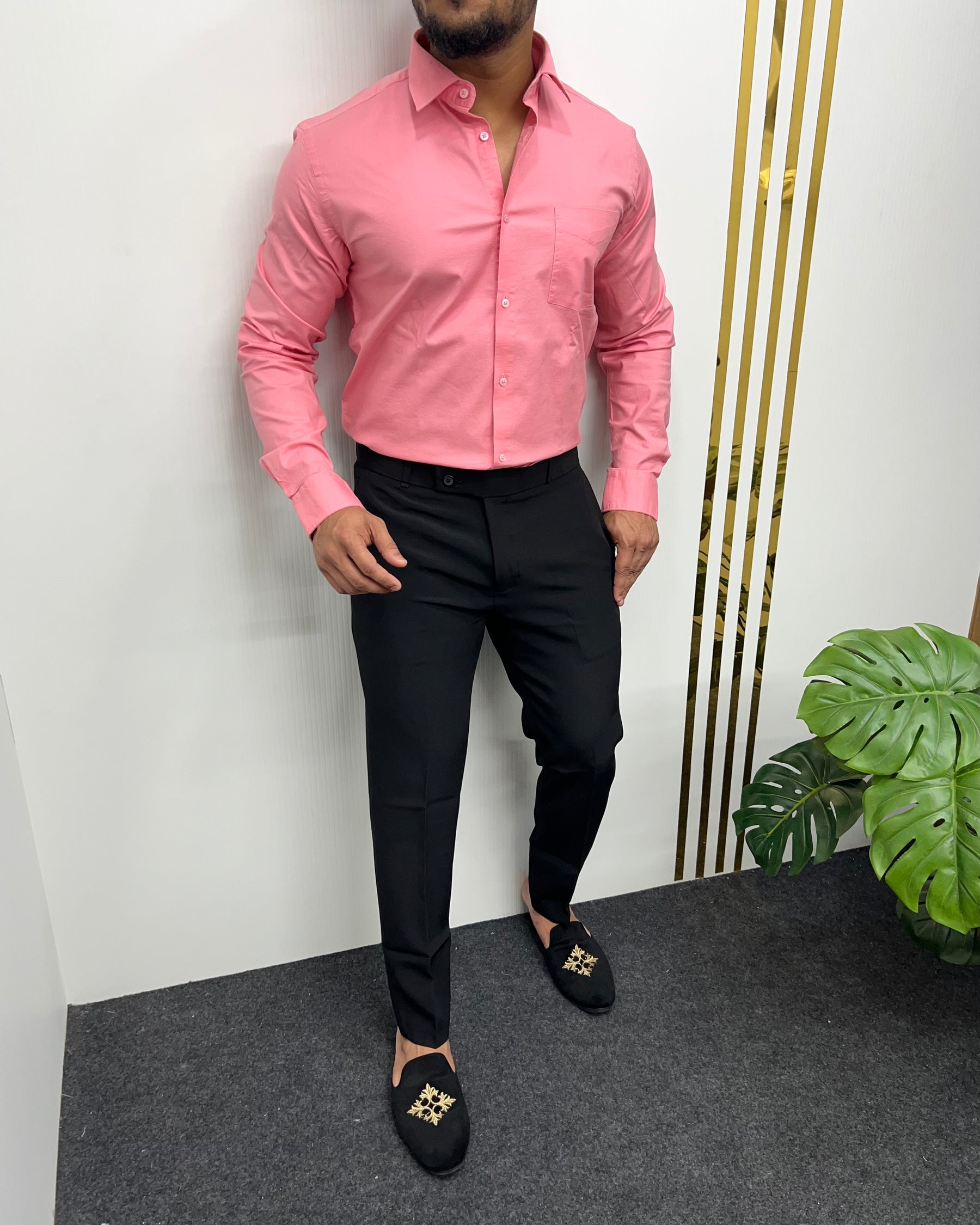 Blush Pink Business Class Oxford Lycra Formal Shirt