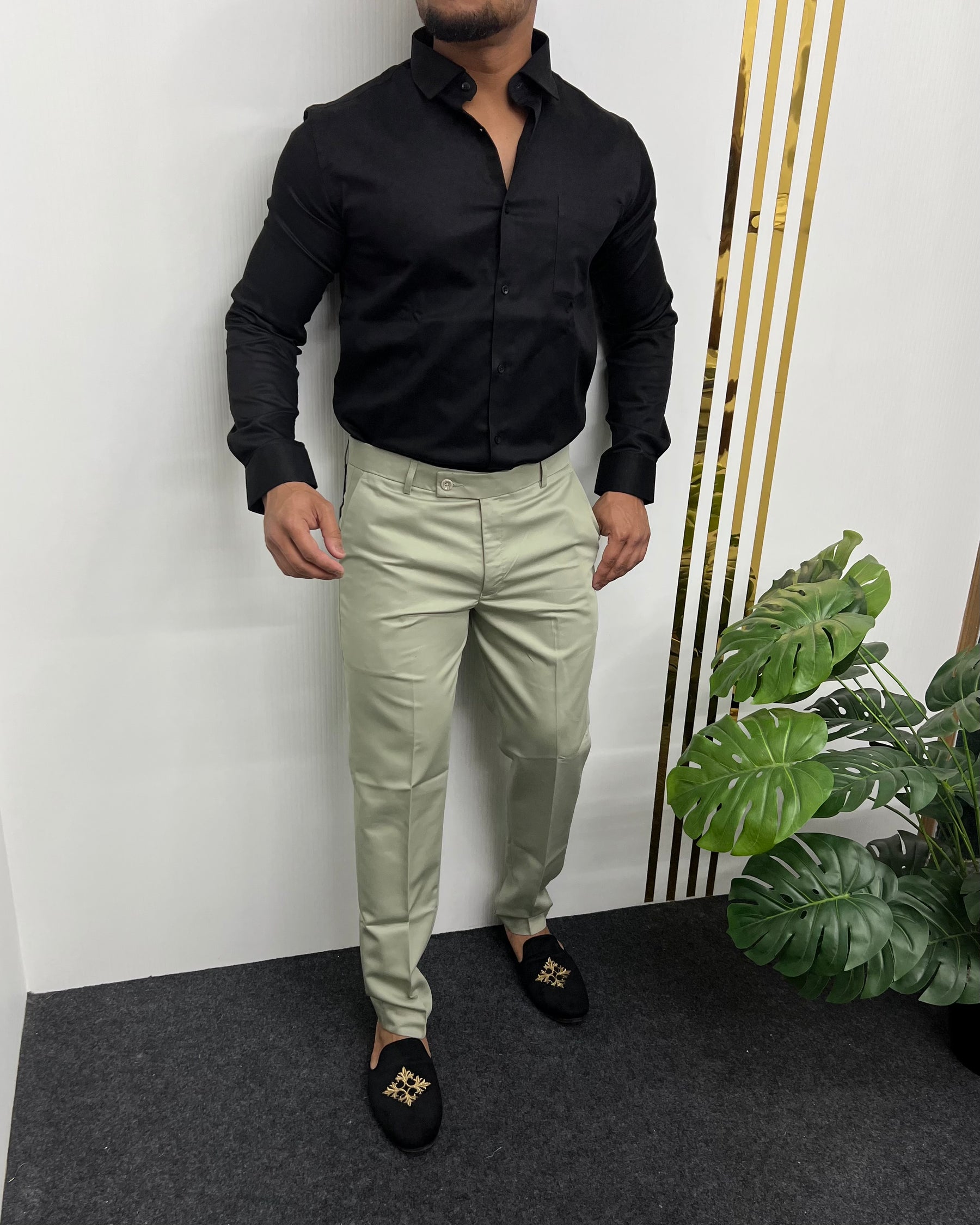 Black Cotton Satin Shirt