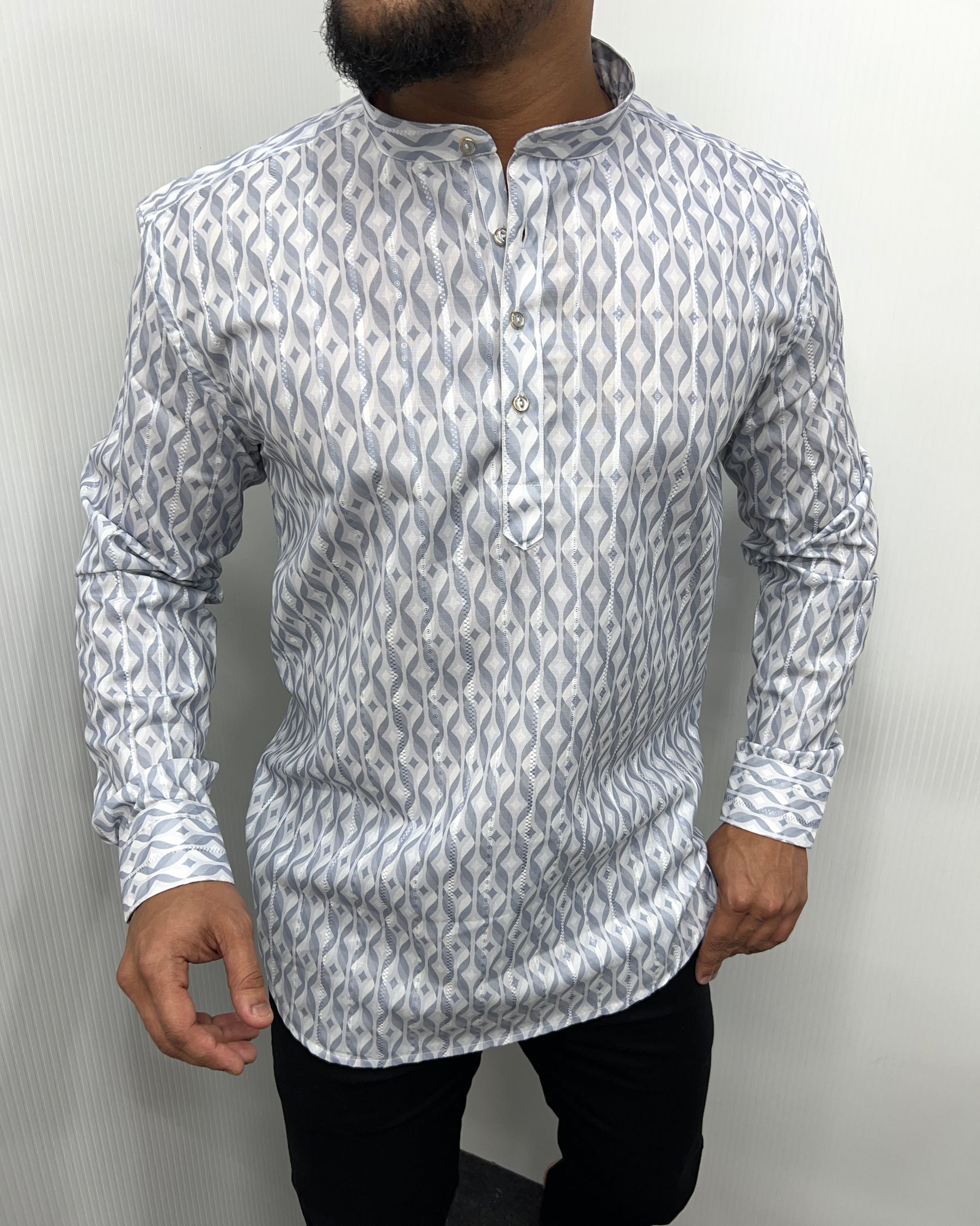Jari Fabric Printed Premium Short Kurta