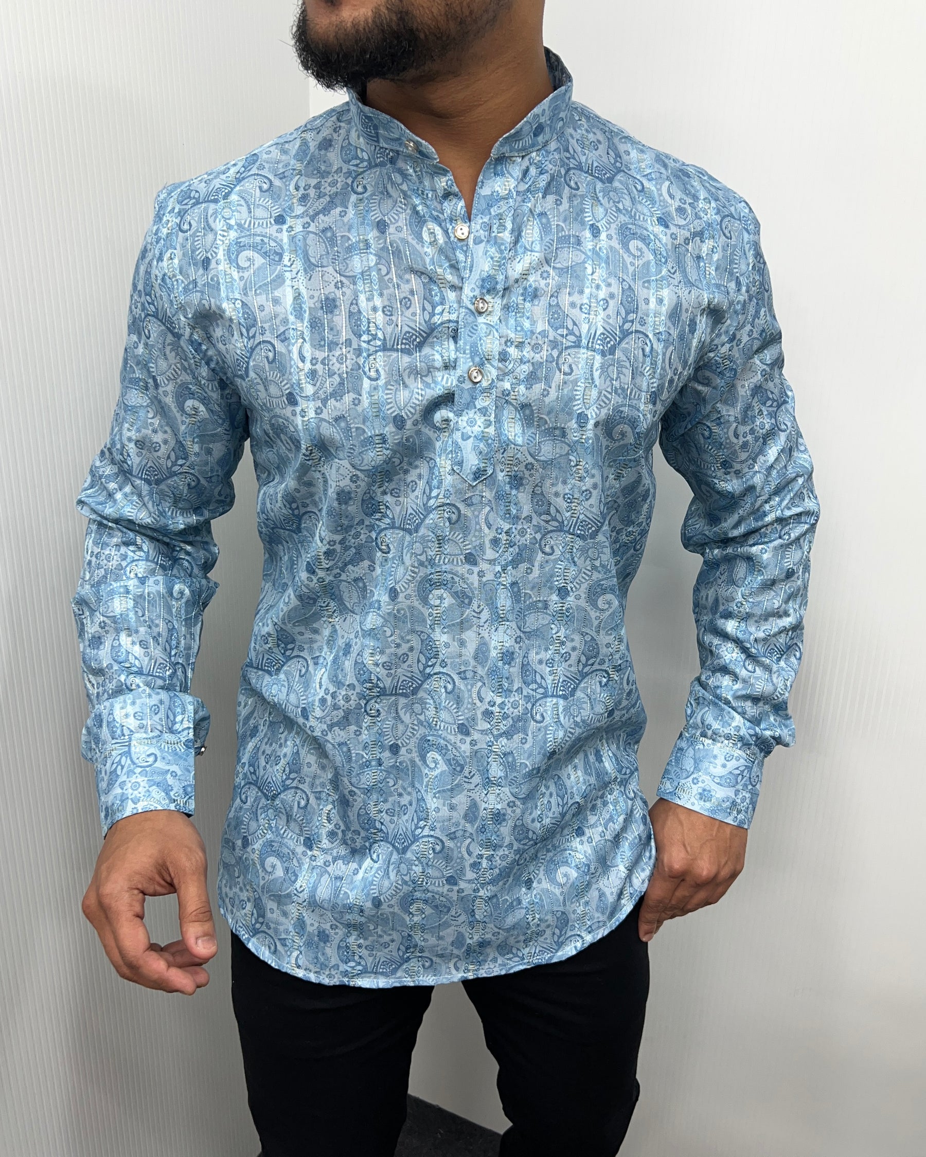Jari Fabric Printed Premium Short Kurta