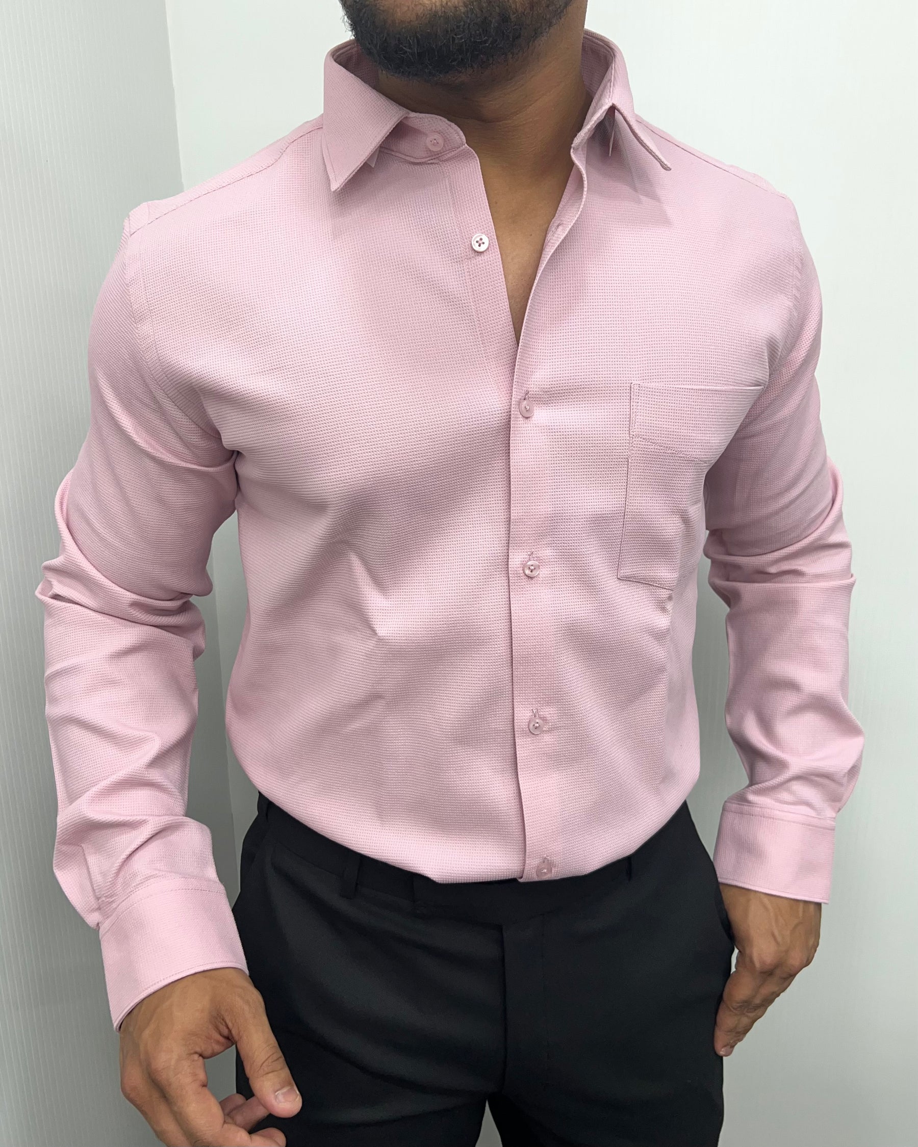 Peach Blush Premium Cotton Polyblend Waffle Shirt