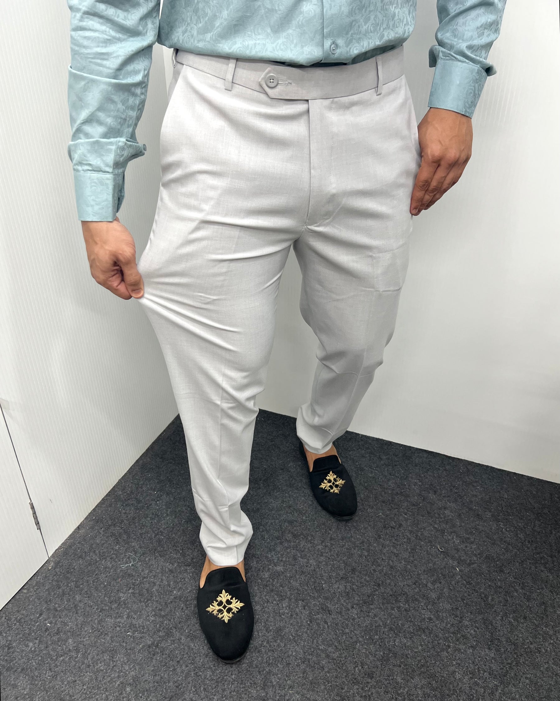 White Gray Flexiwaist Business Class Formal Pant