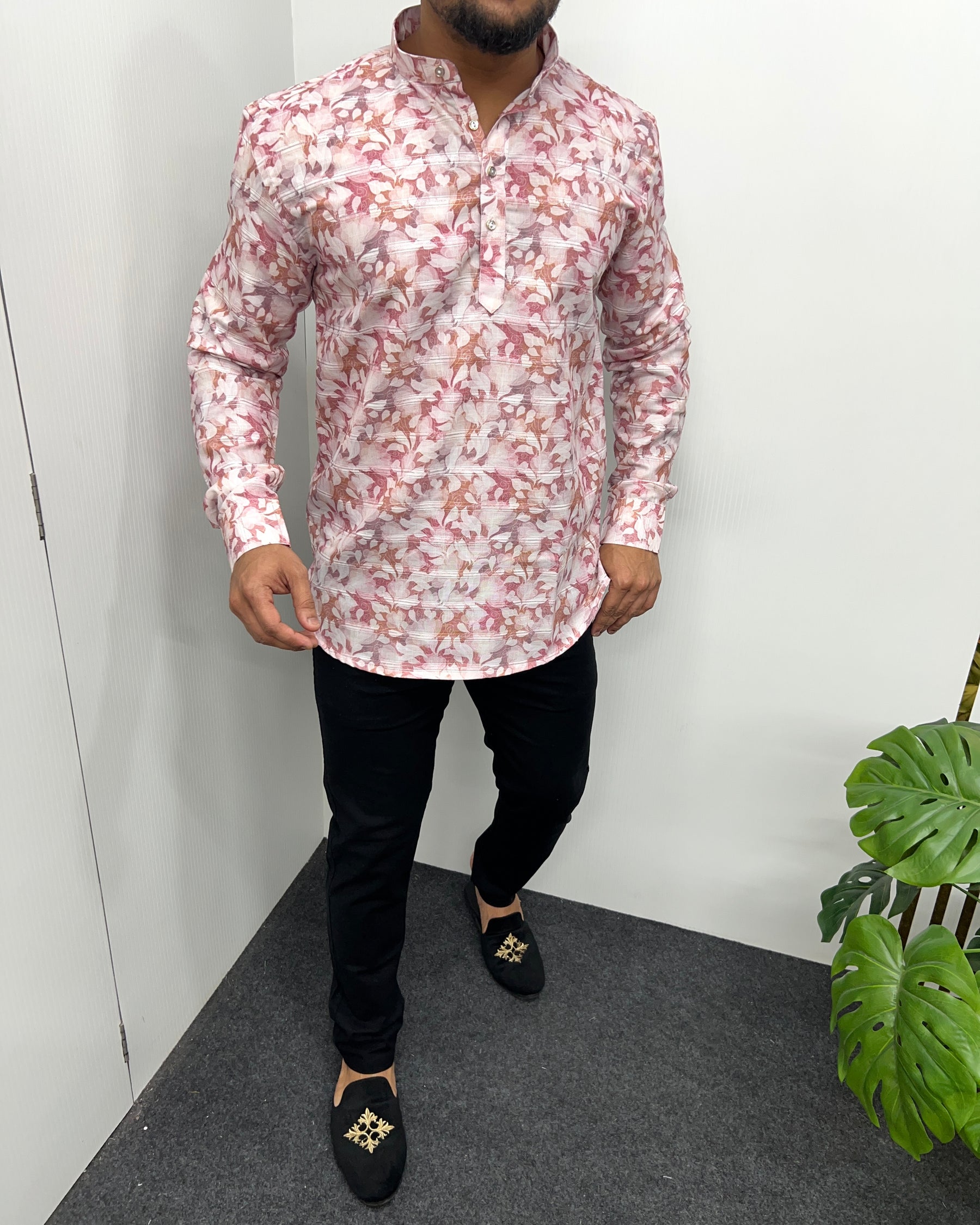 Jari Fabric Printed Premium Short Kurta