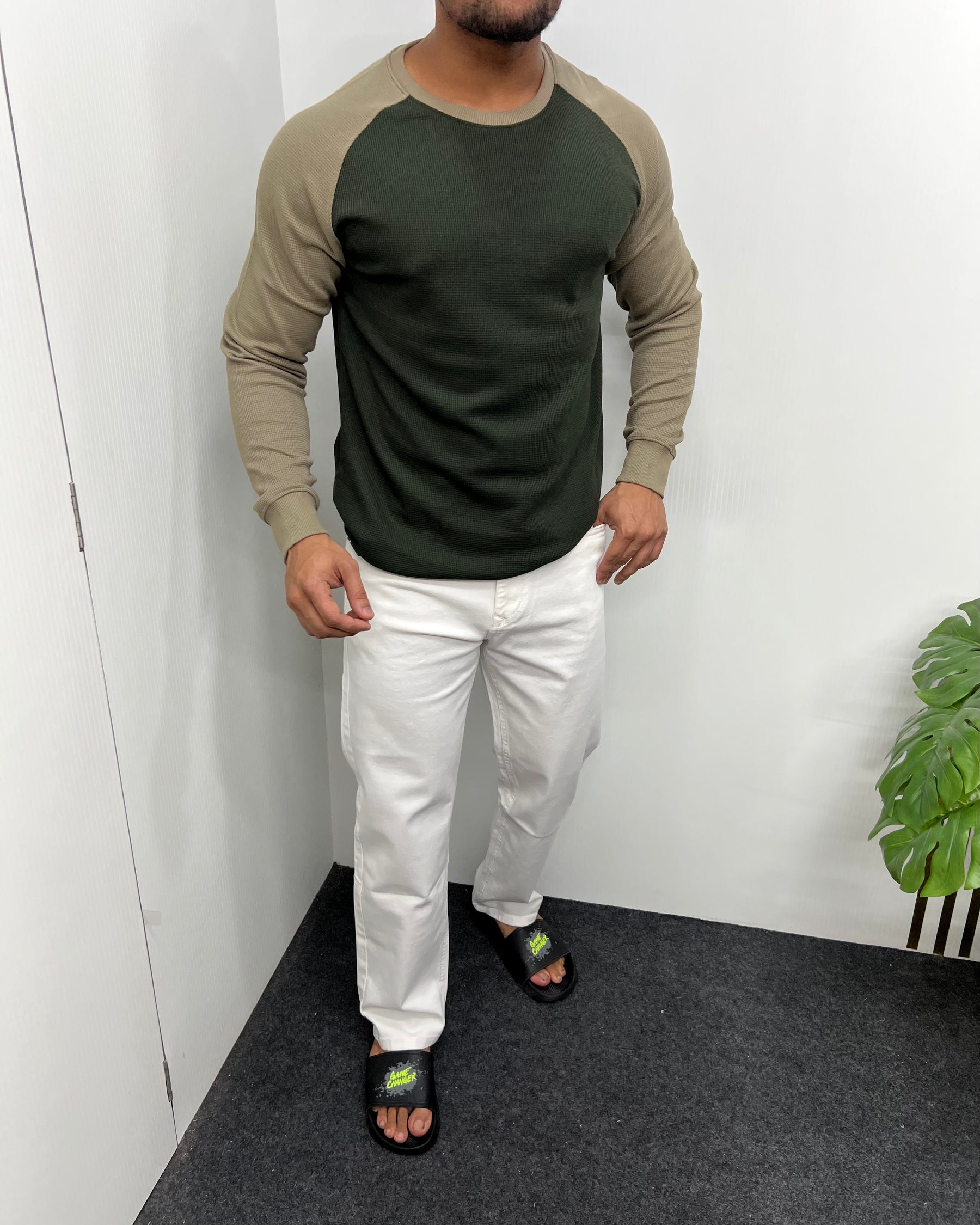 Mehandi & Khaki Raglan T-Shirt