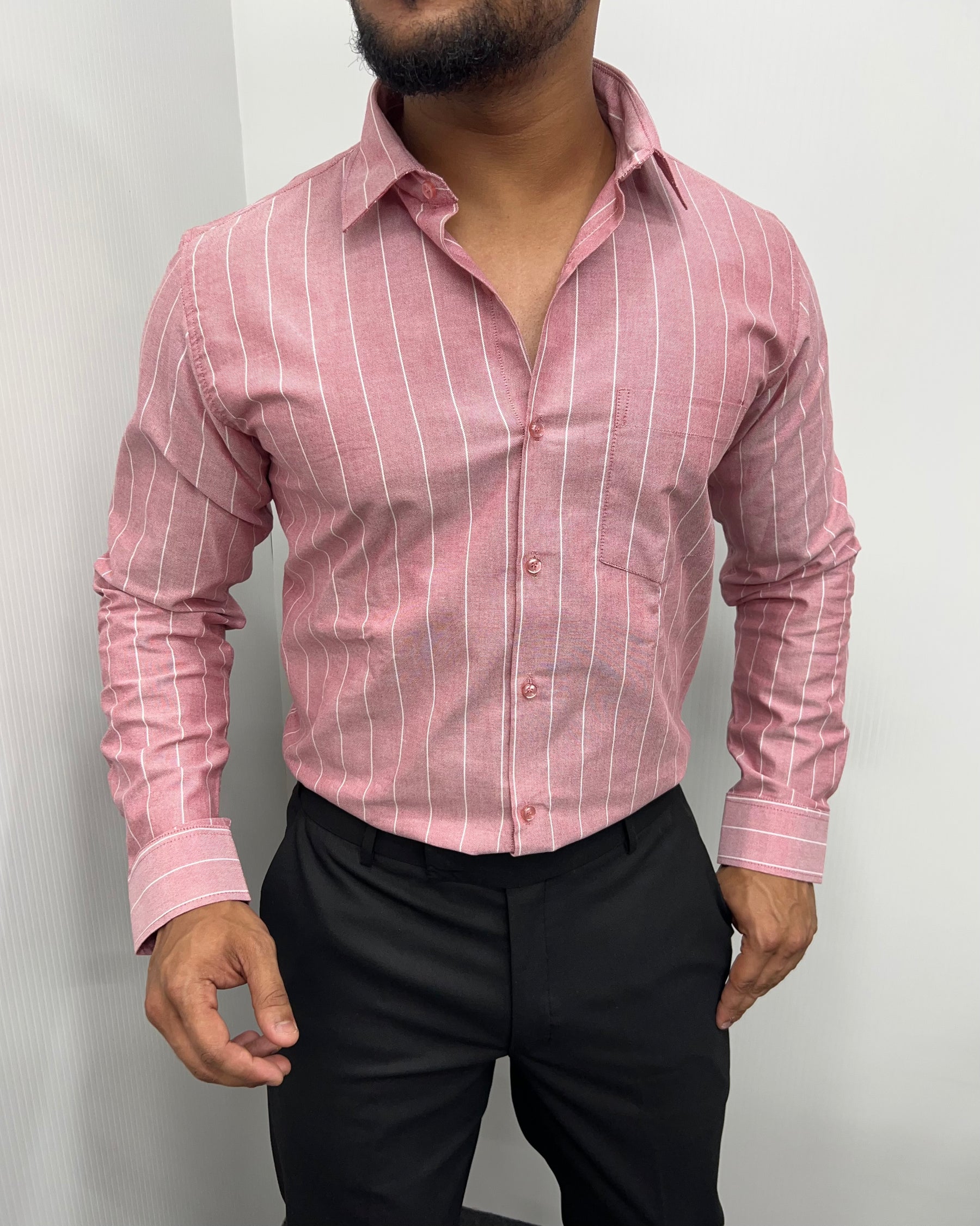 Onion Oxford Premium Fine Cotton Vertical Striped Shirt