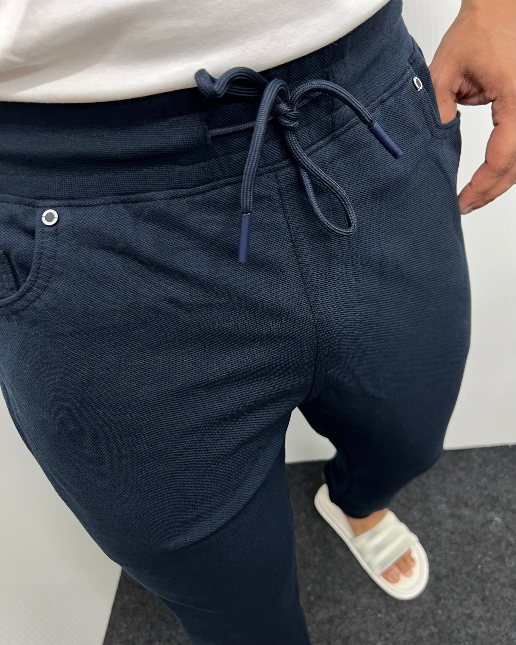 Navy Blue Premium Cotton Matty Track Pant