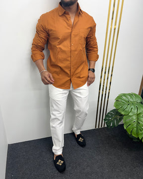Mustard Yellow Business Class Oxford Lycra Formal Shirt