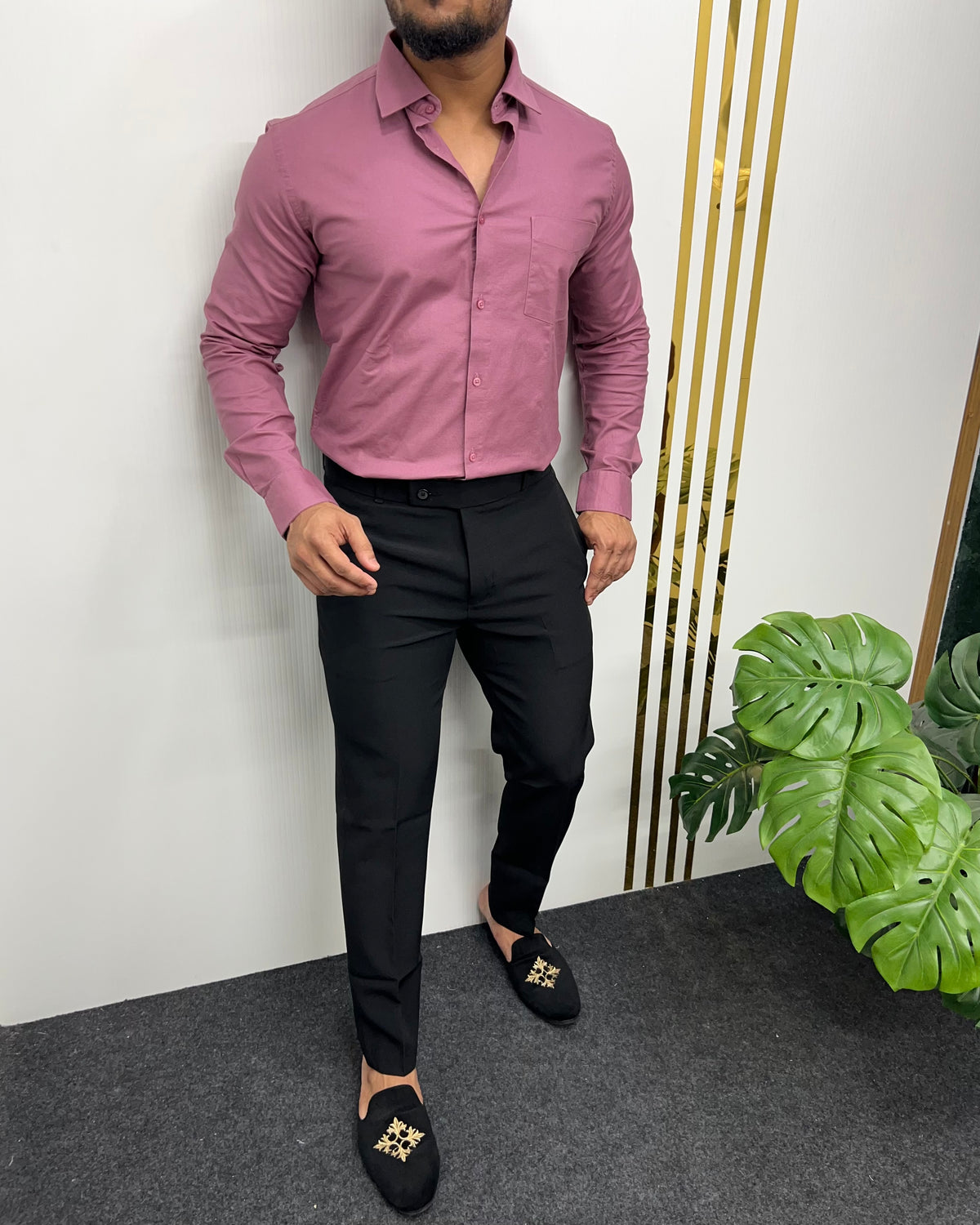 Dusty Pink Business Class Oxford Lycra Formal Shirt